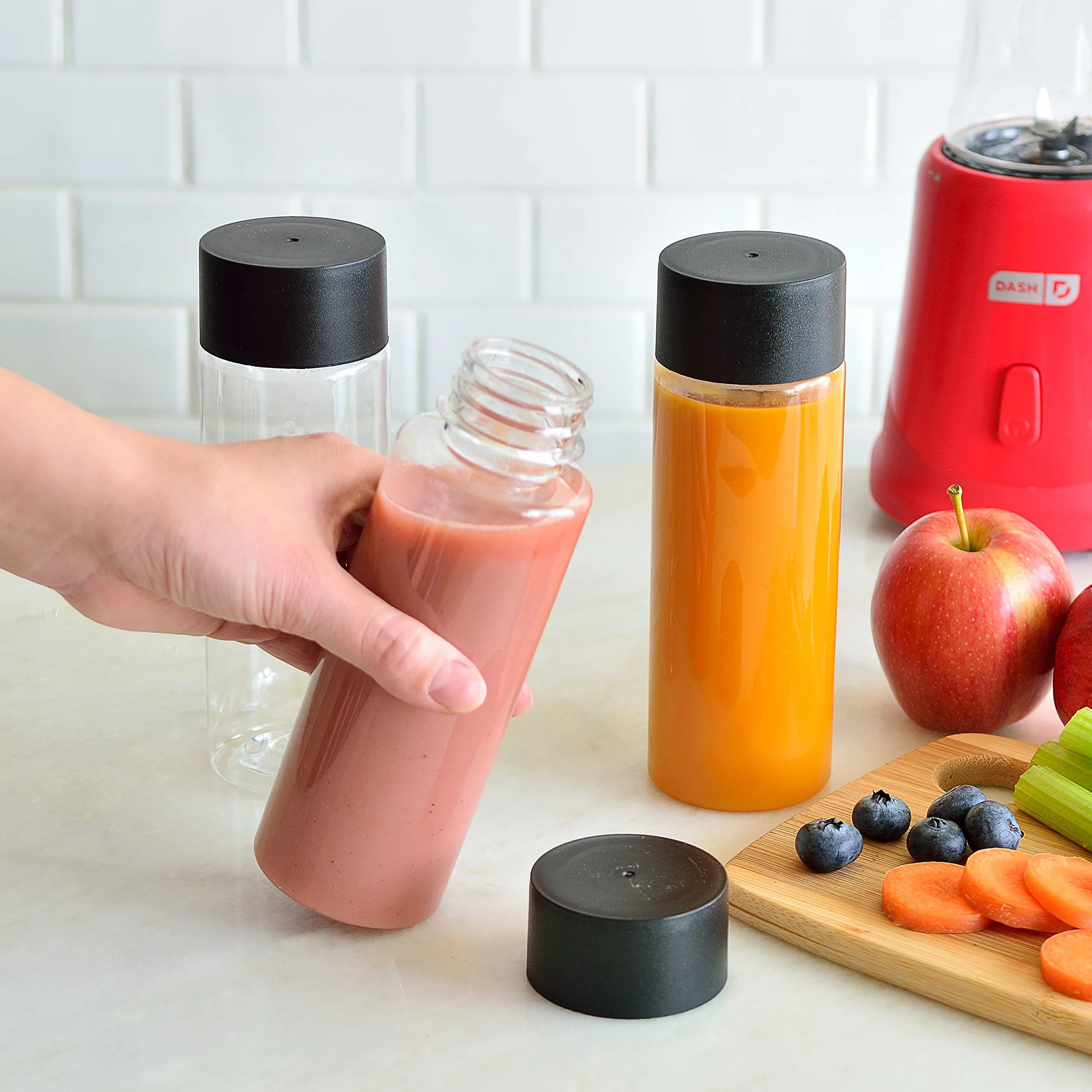 Youngever 8 Paquetes 300ML Botellas de Jugo, Botellas de Plástico con Tapa