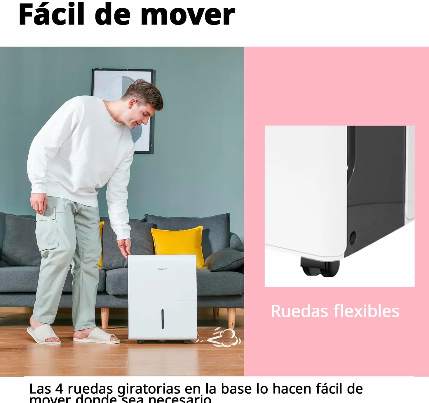 COMFEE’ Deshumidificador de humedad 50L grandes espacios hasta 116 m2 / 250 m3 - Deshumificador Industrial Gran Capacidad - Silencioso Compacto y Bajo Consumo - Deshumificadores de Humedad interior