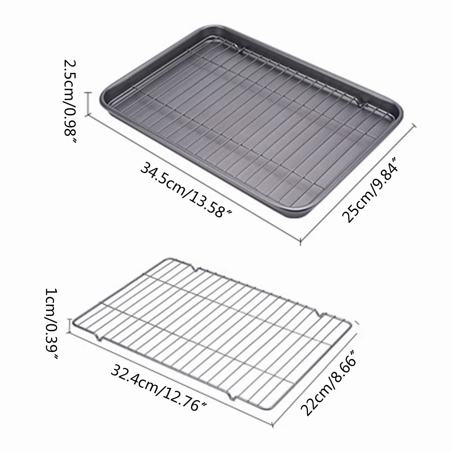Juego de bandeja para hornear con estante de acero al carbono, bandeja para hornear con estante de refrigeración, no tóxico, resistente y fácil de limpiar