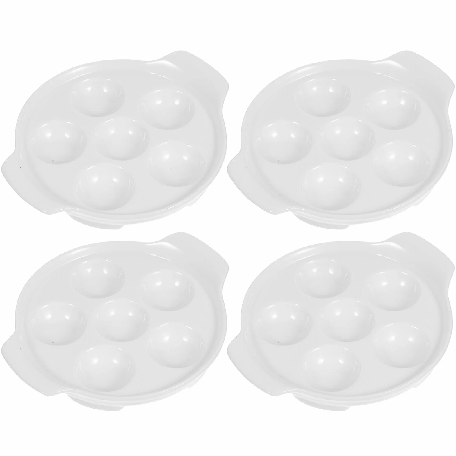 OSALADI 4 Platos de Cerámica para Hornear Caracoles con Agujeros Profundos, Asas Dobles, Diámetro 7 Pulgadas, Resistentes a Altas Temperaturas, Bandejas para Mariscos y Aperitivos