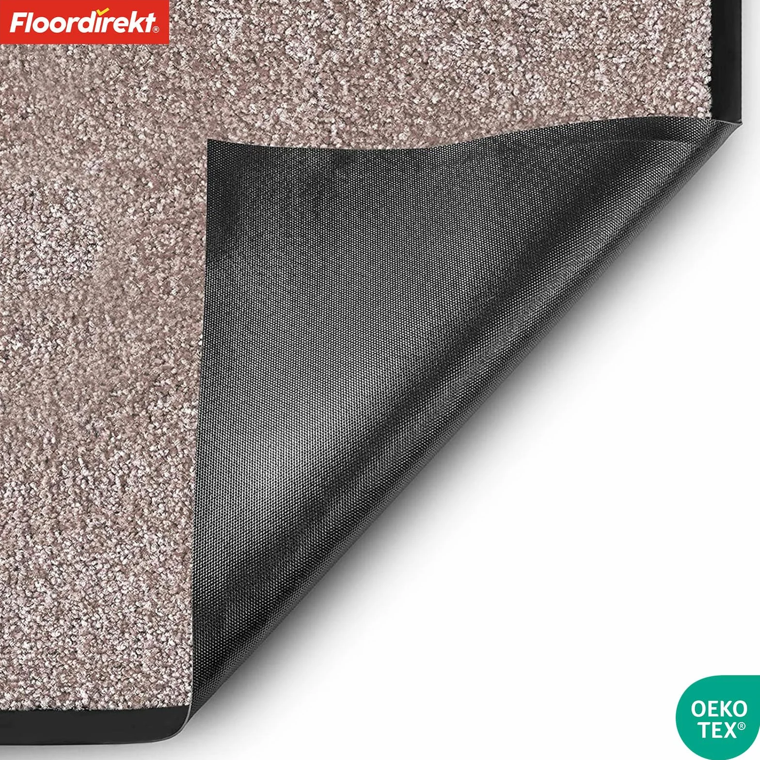 Floordirekt | Rhine | Alfombra de entrada | Antideslizante, color único, alfombra de entrada lavable, con certificado Oeko-Tex | Gris claro (Goéland), 40 cm x 60 cm