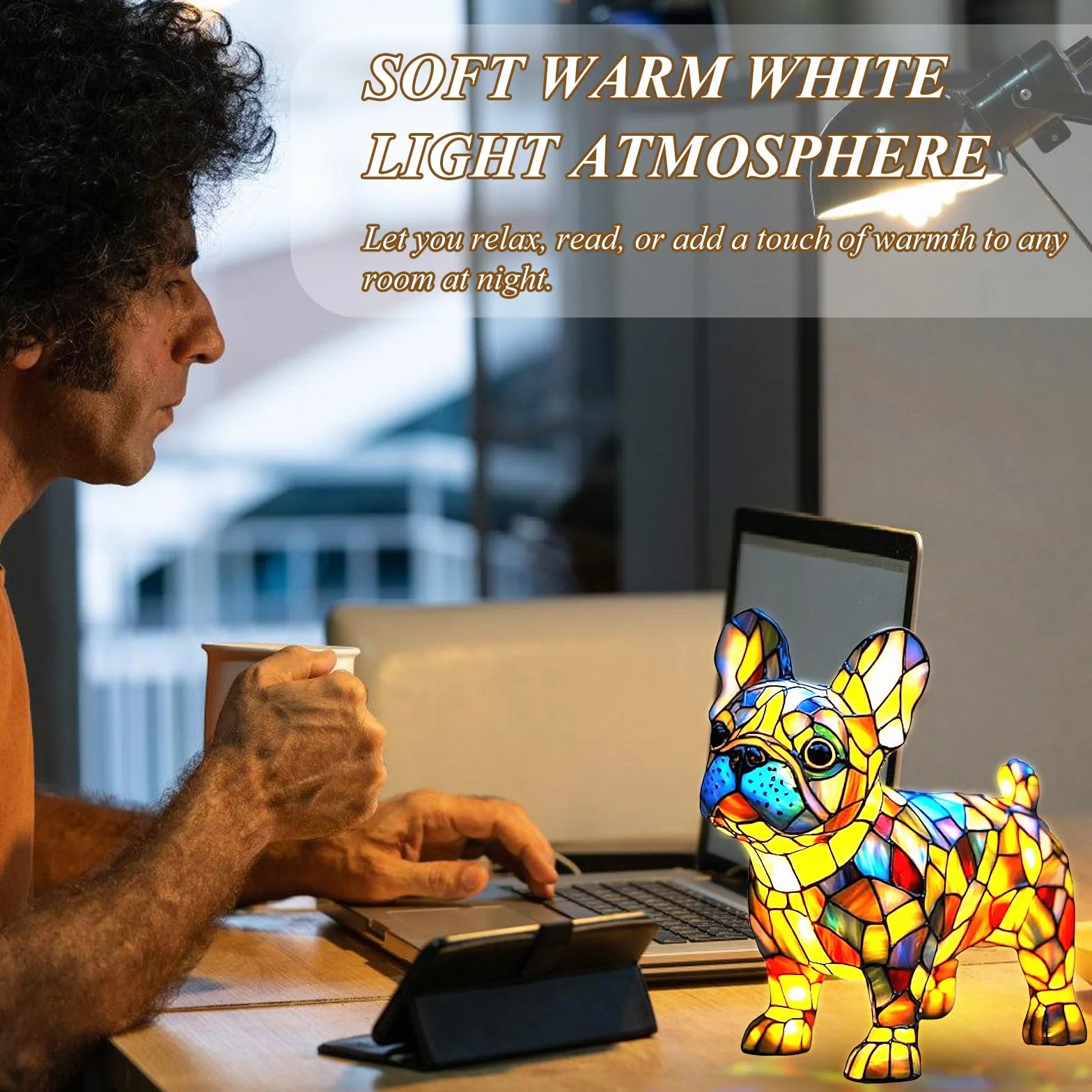 PORFOYO Luz Nocturna De Resina En De Perro,Serie De Lámpara De Mesa De Perros Para Amantes De Los Perros,Lámpara De Dormitorio,Luz LED