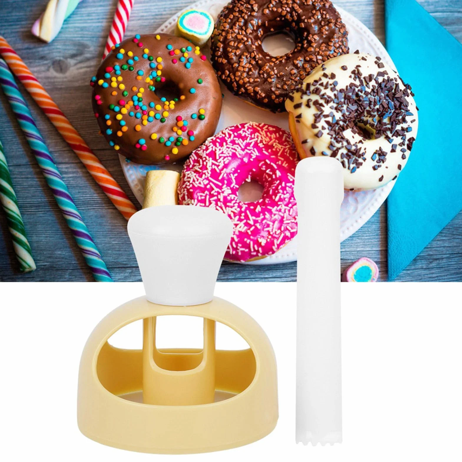KIMISS Cortador para Hacer Rosquillas, Postres, Rosquillas, Galletas, Molde para Hornear Pasteles, Herramienta de Bricolaje - Mini Máquina para Hacer de Silicona - Cortador de de Acero Inoxidable
