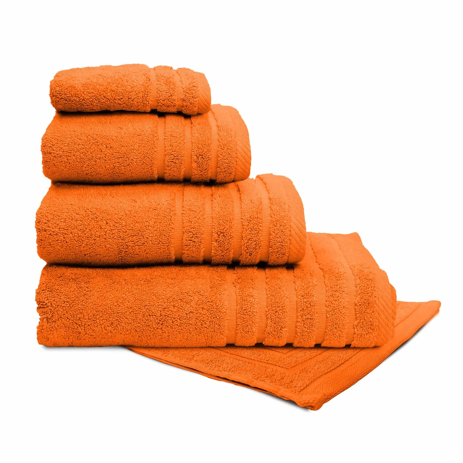 Pack 2 Toallas de baño Lisa - Formato Lavabo 50x100cm - 100% algodón Peinado - Altamente Absorbente - gramaje 500 gr - Secado rápido y Tacto Suave - Color Naranja