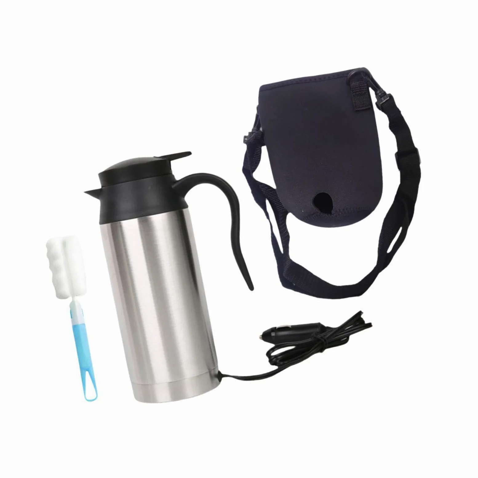 Hervidor de Coche Taza Termo Eléctrica Calefacción Portátil Calentador de Leche Café Agua Acero Inoxidable Aislamiento Vacío Adecuado para Carretera C, 24V, Individual
