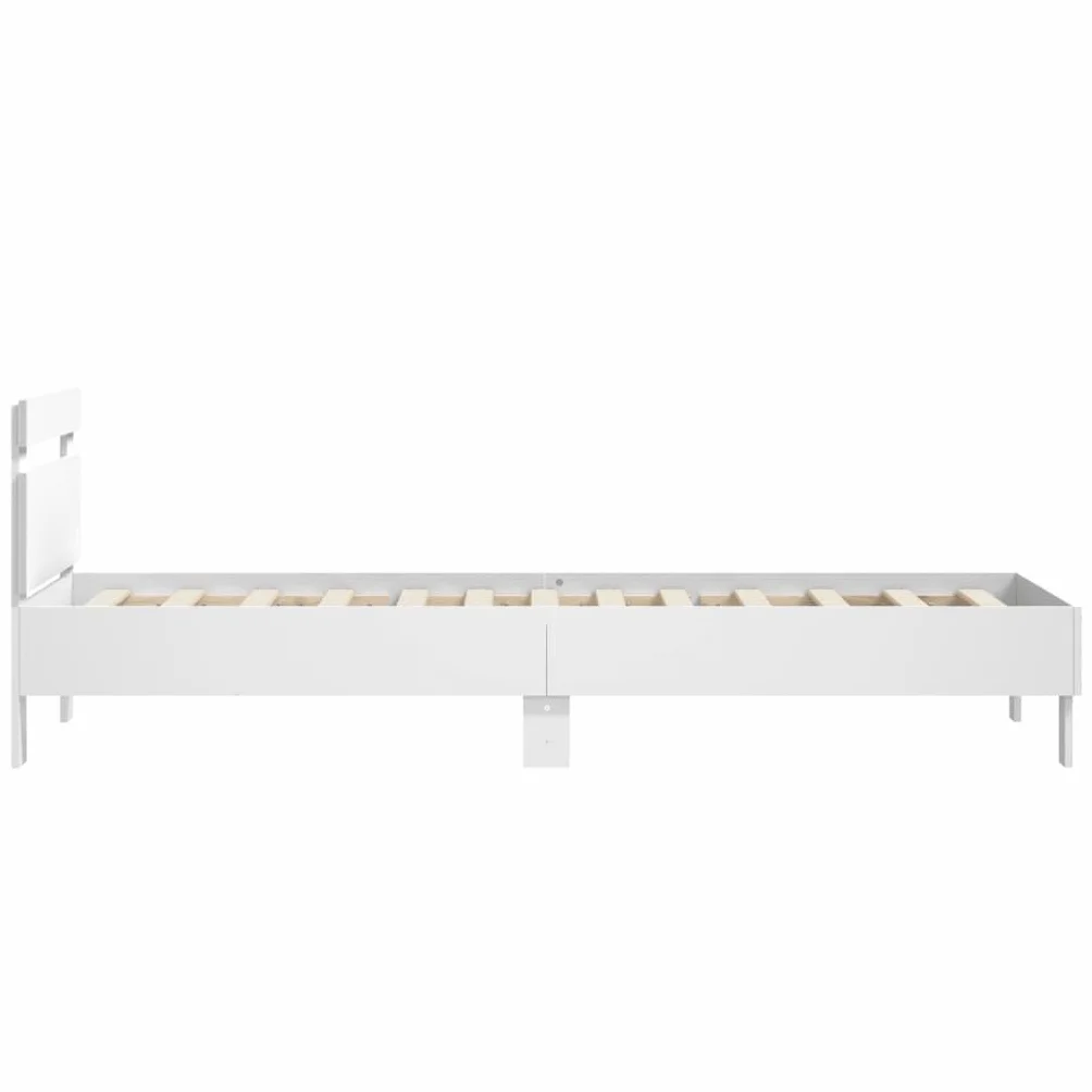 vidaXL Cama con Cabecero, Somier de Invitados, Armazón Marco de Cama, Mueble para Dormitorio Hogar, Madera de Ingeniería Blanca 90x190 cm