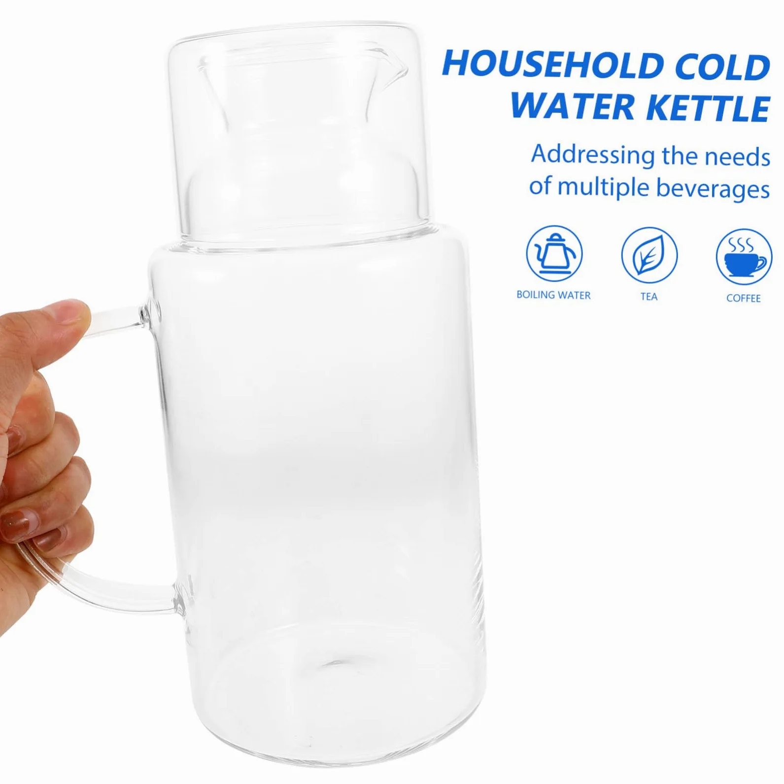 GALPADA Jarra de Vidrio Resistente Altas Temperaturas Contenedor de Agua para Bebidas Frías y Calientes con Antigoteo para Cocina Bar y Eventos Portátil y Fácil de Limpiar