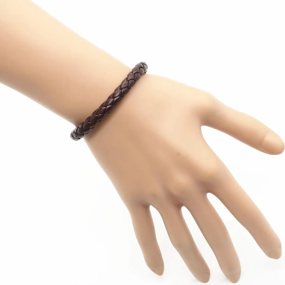 Pulsera De Cuero Para Hombre, Vintage Casual Punk Tejido Artesanal De Cuerda De Cuero Pu Macho Pulseras Para Mujeres Homme Hombres Joyas Pulsera Festival Accesorios Par Don Amistad Marrón Negra