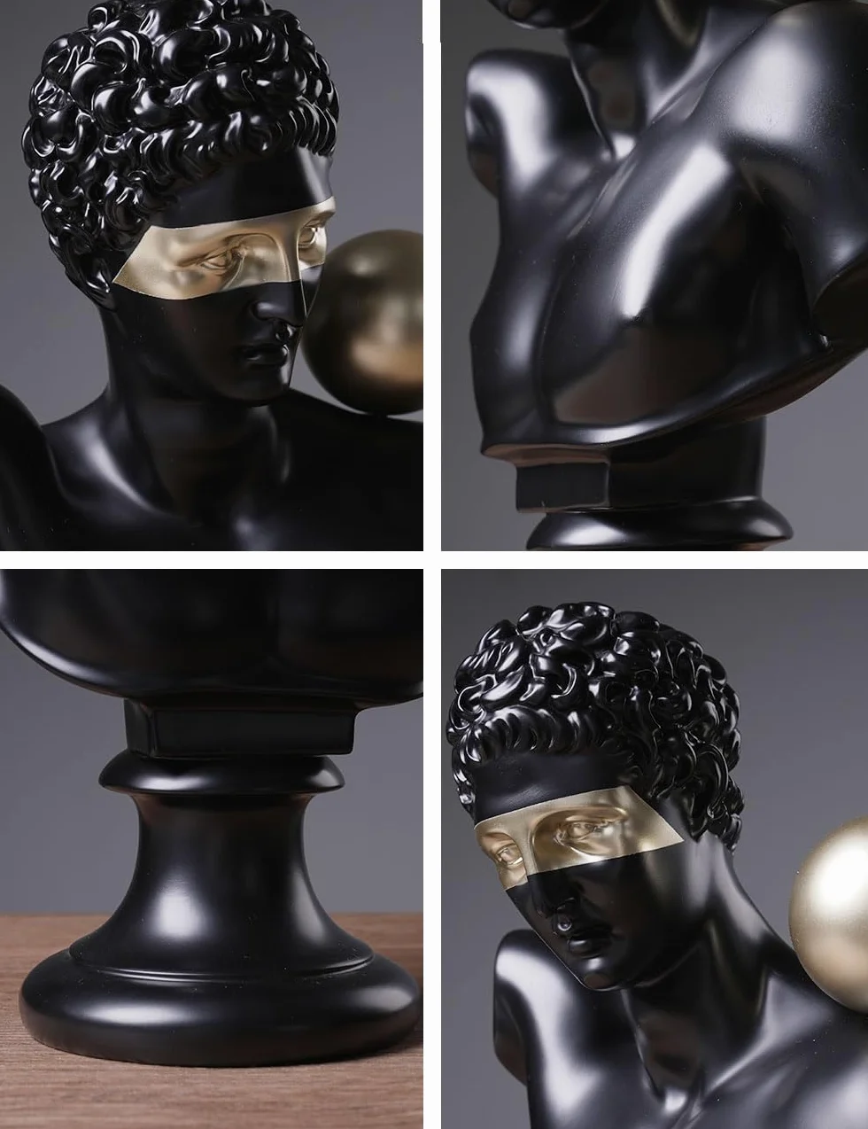 Busto Griego Figura Abstracta Escultura Estatua Moderna Decoración Interior Hogar Regalo para Parejas Amigos Amantes Negro 35cm