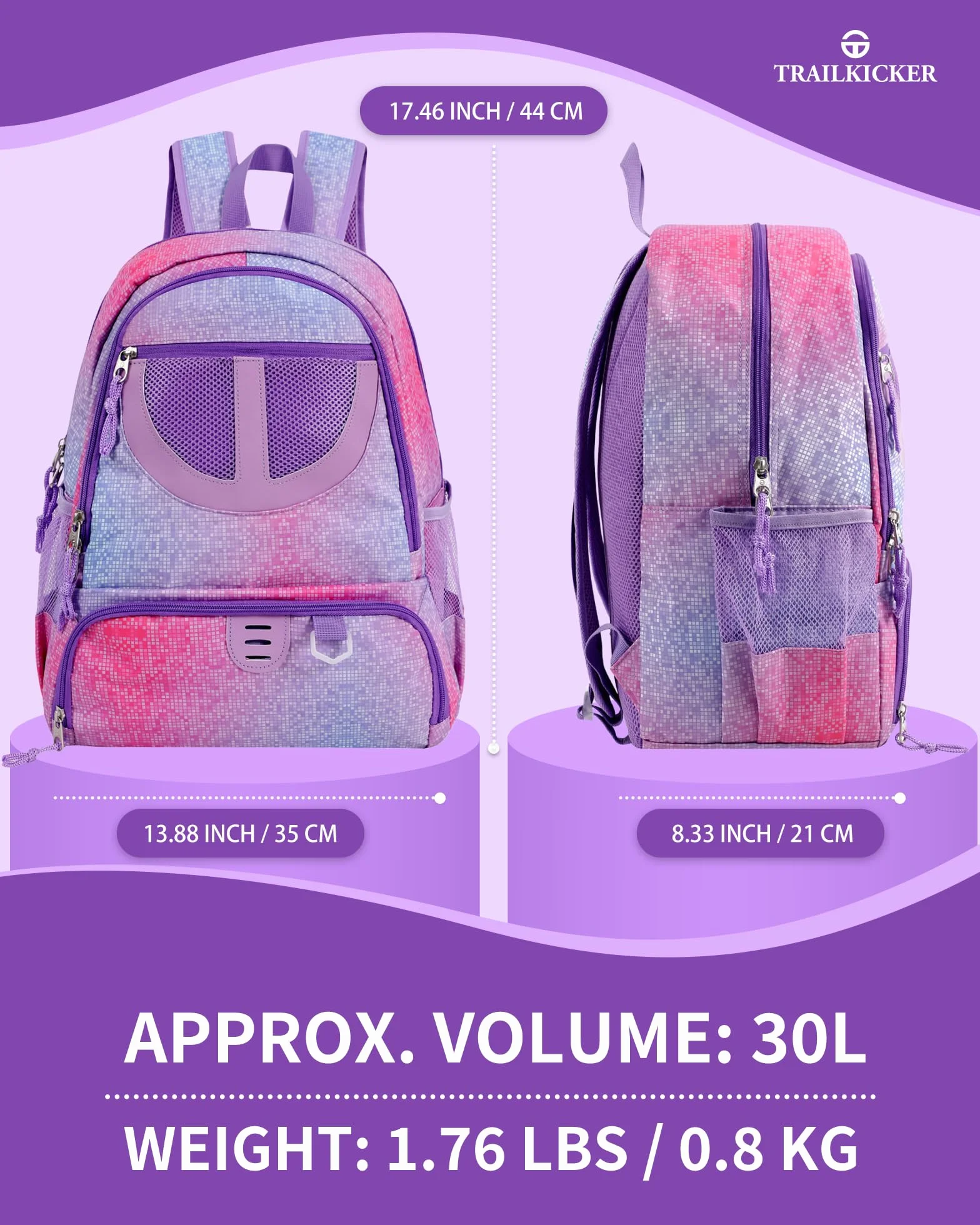 Mochila de baloncesto 30 L compartimento para pelota y zapatos transpirable