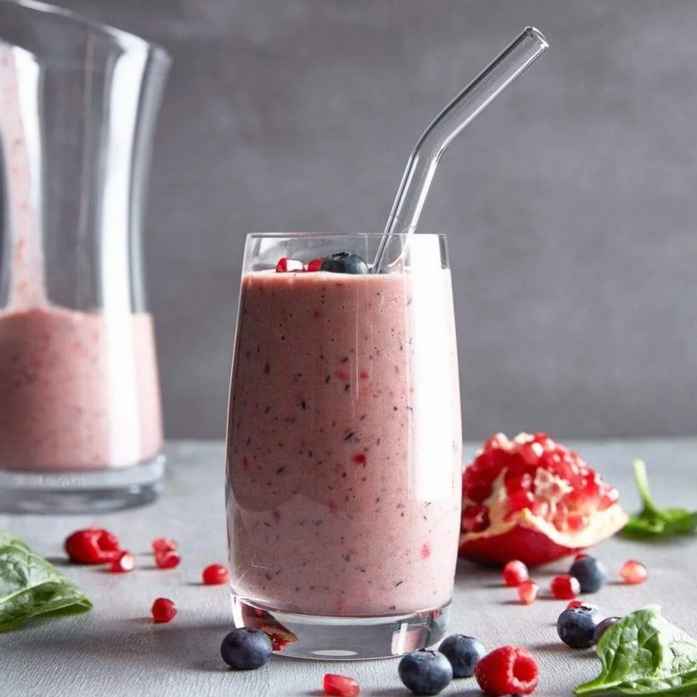 HALM Pajitas curvadas de cristal reutilizables - 6 x 20 cm + cepillo de limpieza ecológico - Apto para lavavajillas - Sostenible - Pajitas de vidrio para batido, cóctel, smoothie
