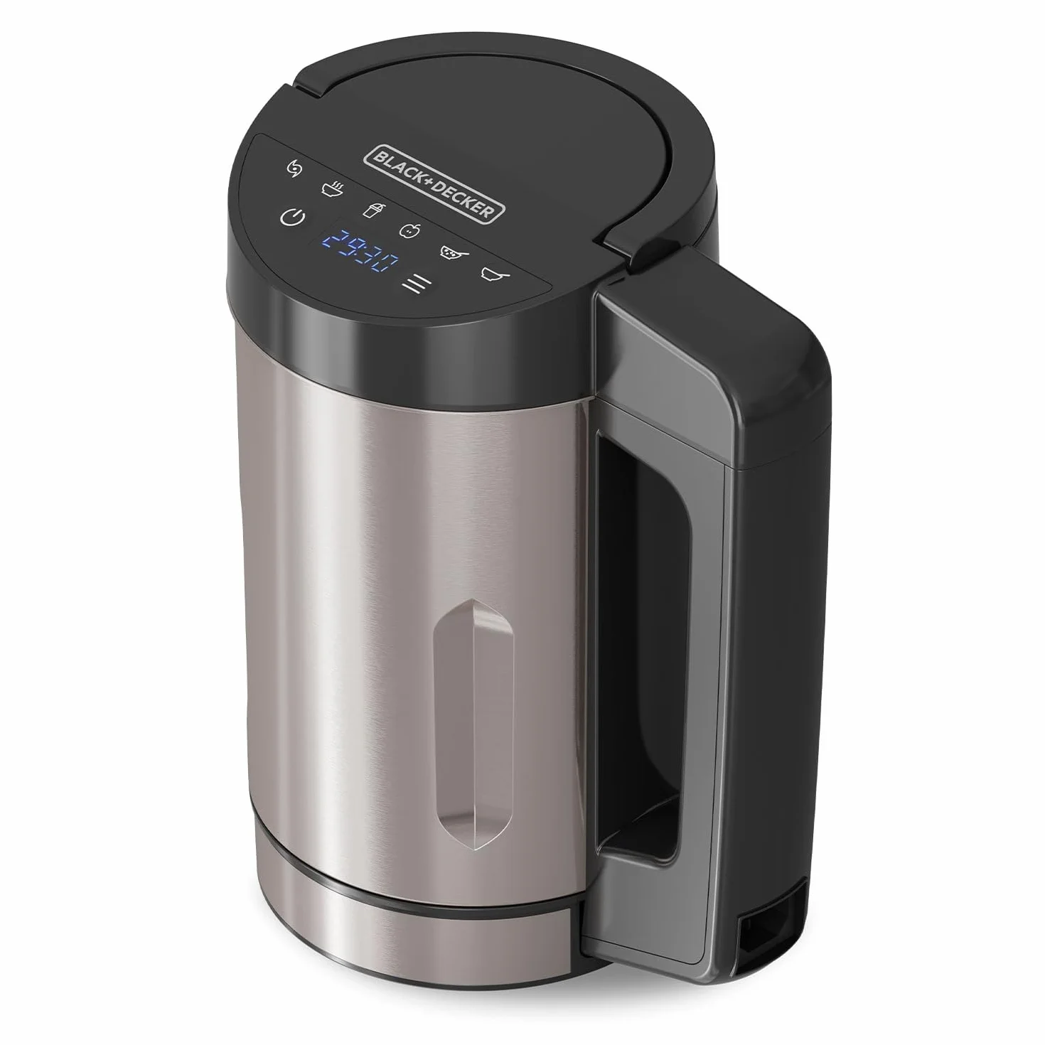 BLACK+DECKER - Sopera Eléctrica BXSM1000E | Hornillo de Sopa 1040W | Jarra Inox 1,6L | 7 Programas Automáticos | Smoothies y Compotas | Mantener Caliente | Pantalla Digital | Sin BPA