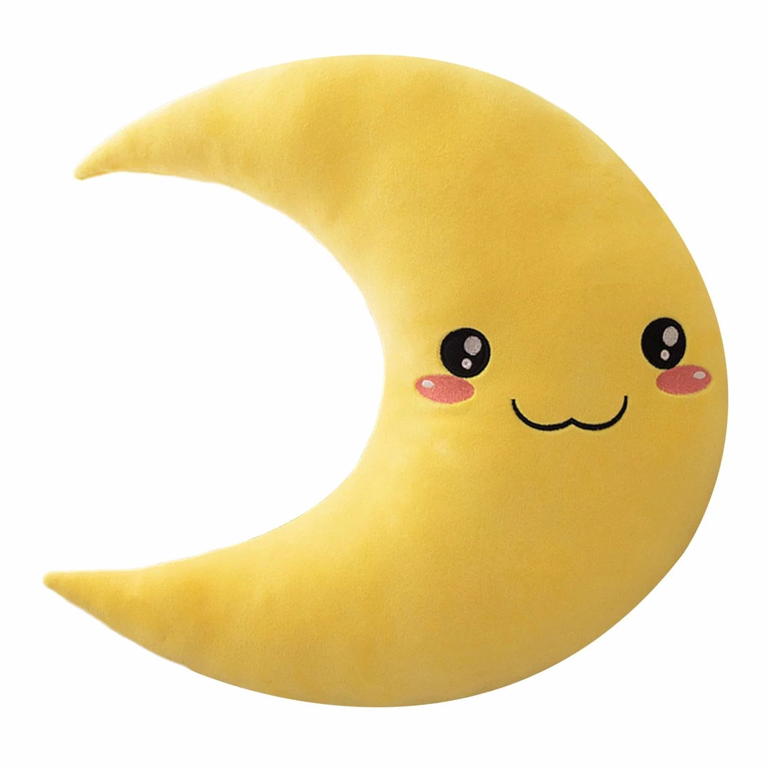 Cojín decorativo para habitación infantil de luna, 25 cm, almohada de peluche para bebé, cara sonriente bordada