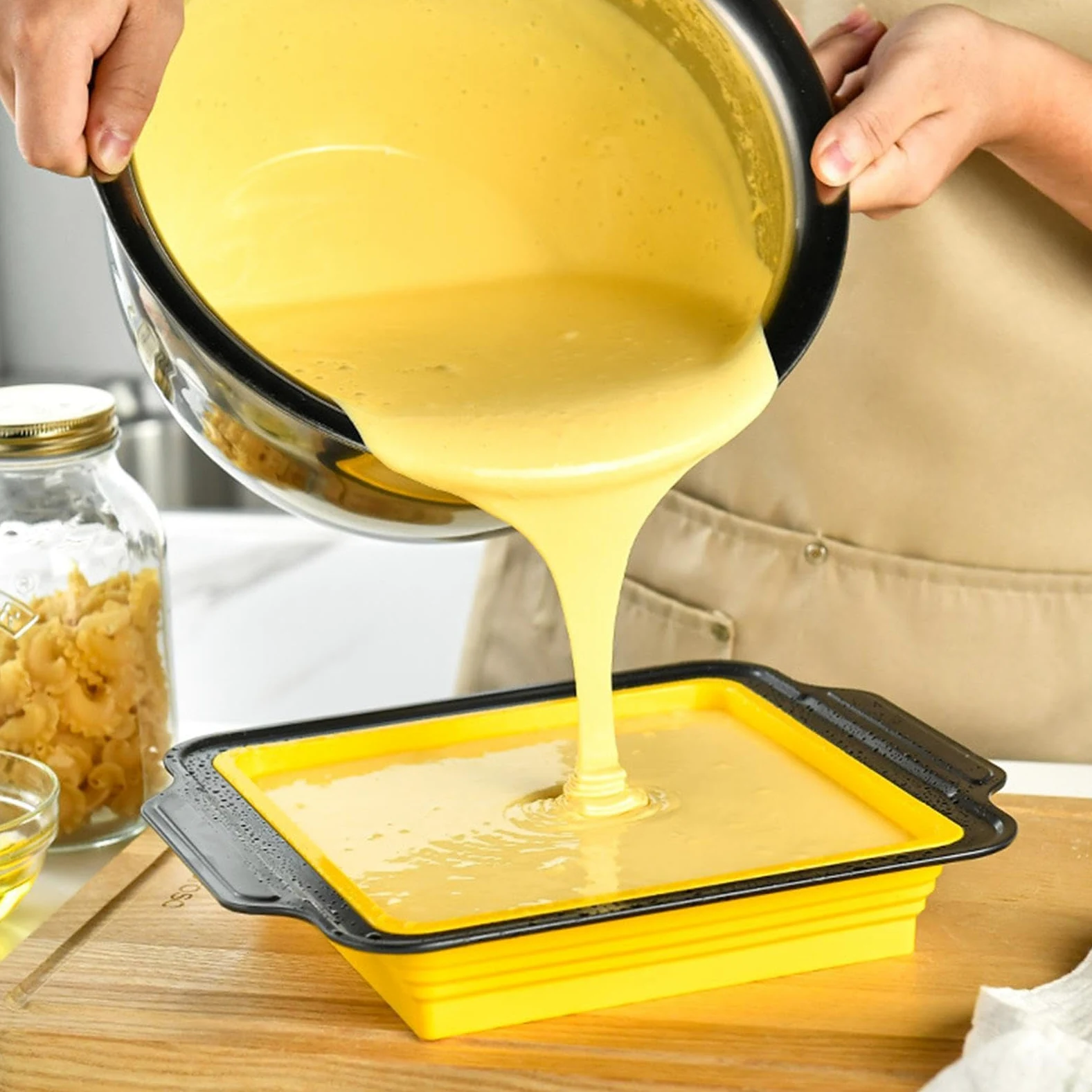 Juego de Moldes de Silicona para Hornear Vajilla Flexible para Hornear | con Guante, Rasqueta y Cepillo Set Apilable Resistente al Lavavajillas, para Magdalenas, Pan, Galletas, Cupcakes, Huevos,