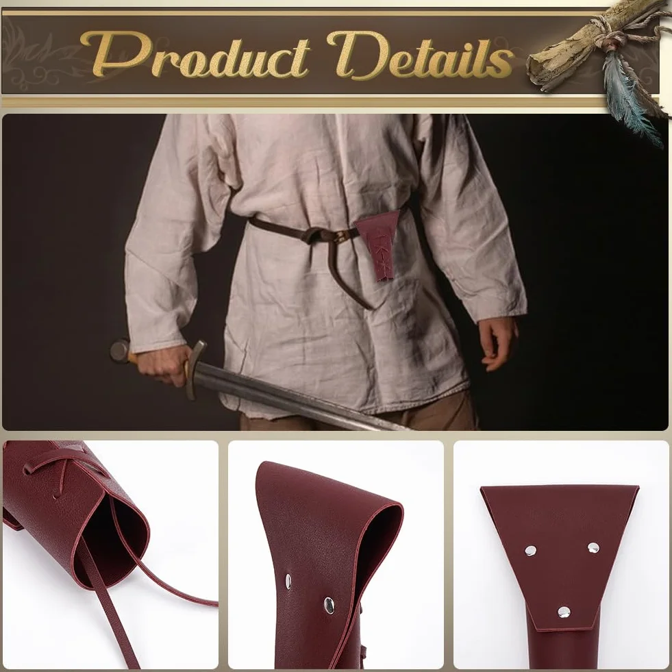 GORGECRAFT Funda para Espada de Piel Sintética Marrón Ajustable Retro Medieval