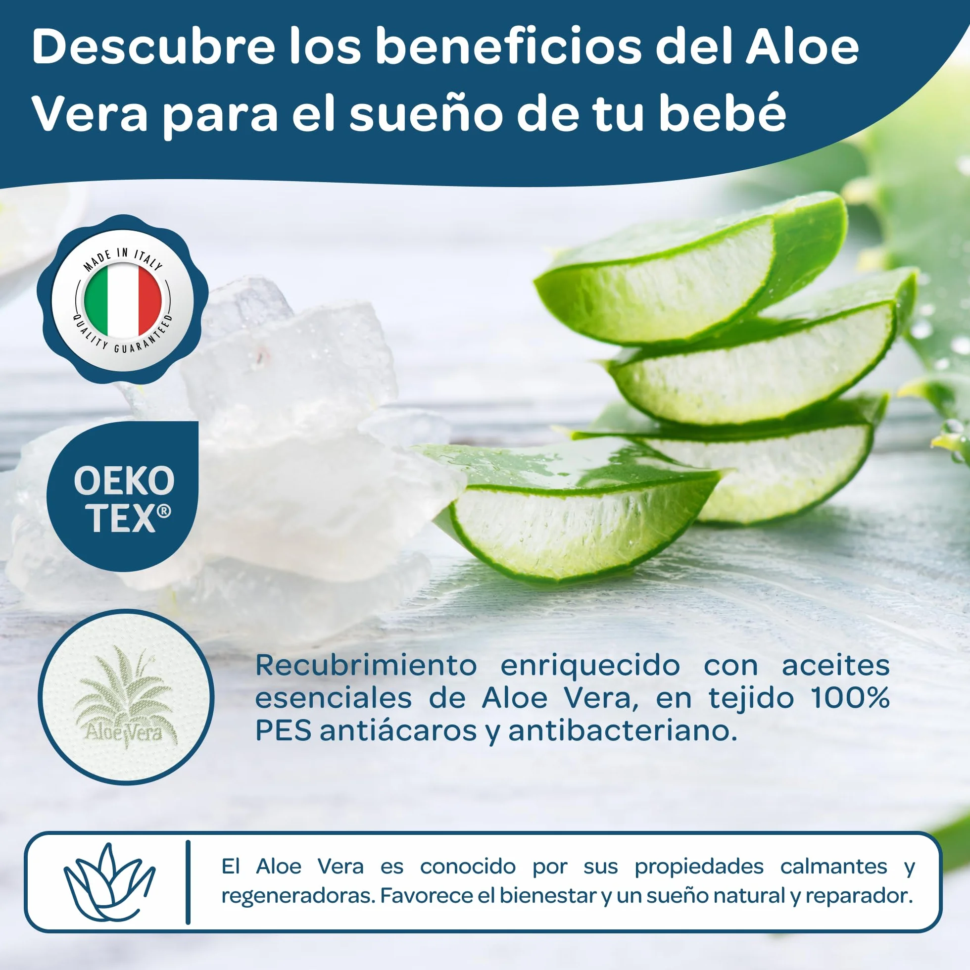 DOLCI SOGNI Almohada Bebé Viscoelástica Ergonómica Hipoalergénica Memory Foam Transpirable Cojín Suave Funda Aloe Vera Lavable