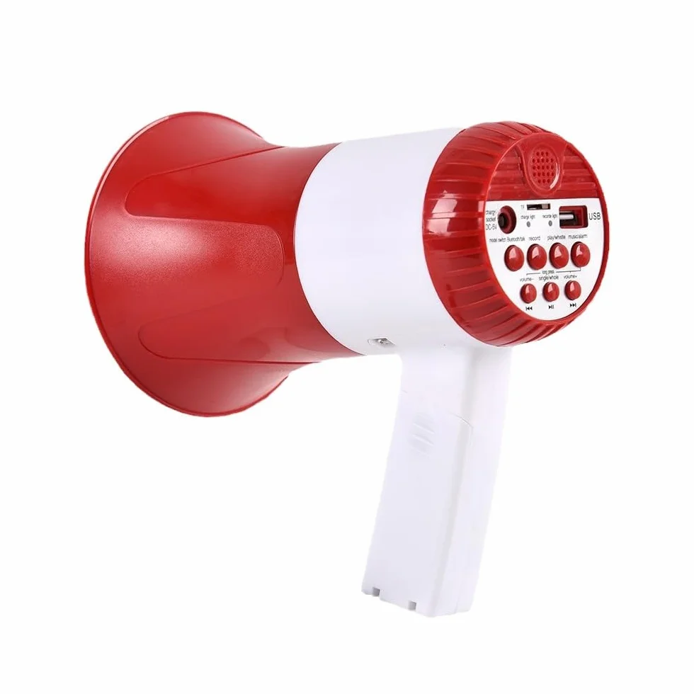 Megáfono Amplificador 50W Altavoz Portátil USB TF BT Sirena Alarma