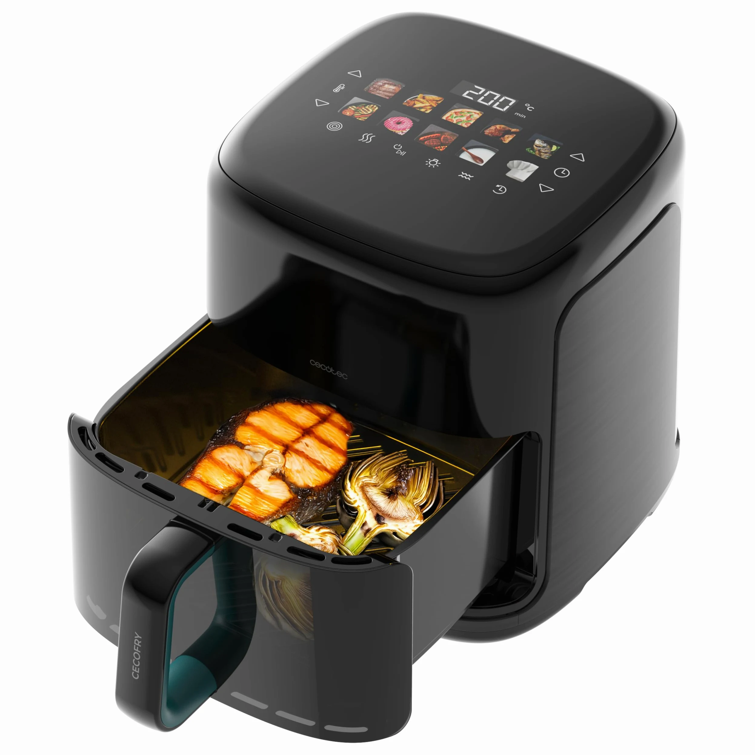 Cecotec Freidora de Aire 6,5L Ahumador Cecofry&Grill Smokin'Prime 6500 Heat | 2200W, Air Fryer, Grill y Plancha, Doble Resistencia, Ventana de Visualización, 10 Menús, Temperatura Regulable, Panel Táctil