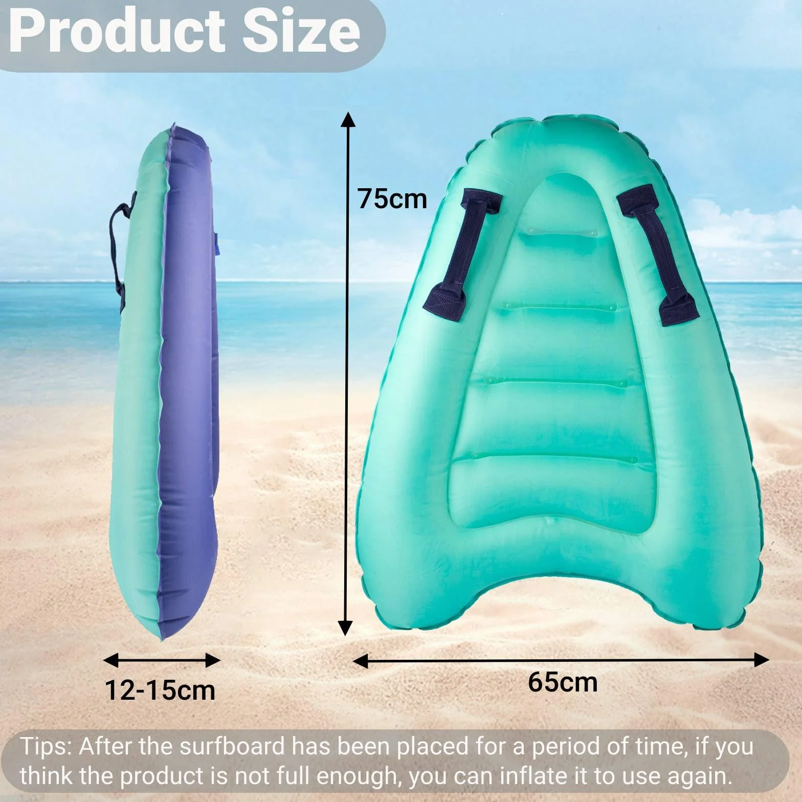 Bodyboard Hinchable Portátil 70x60x15cm para Niños y Adultos Playa Piscina Surf