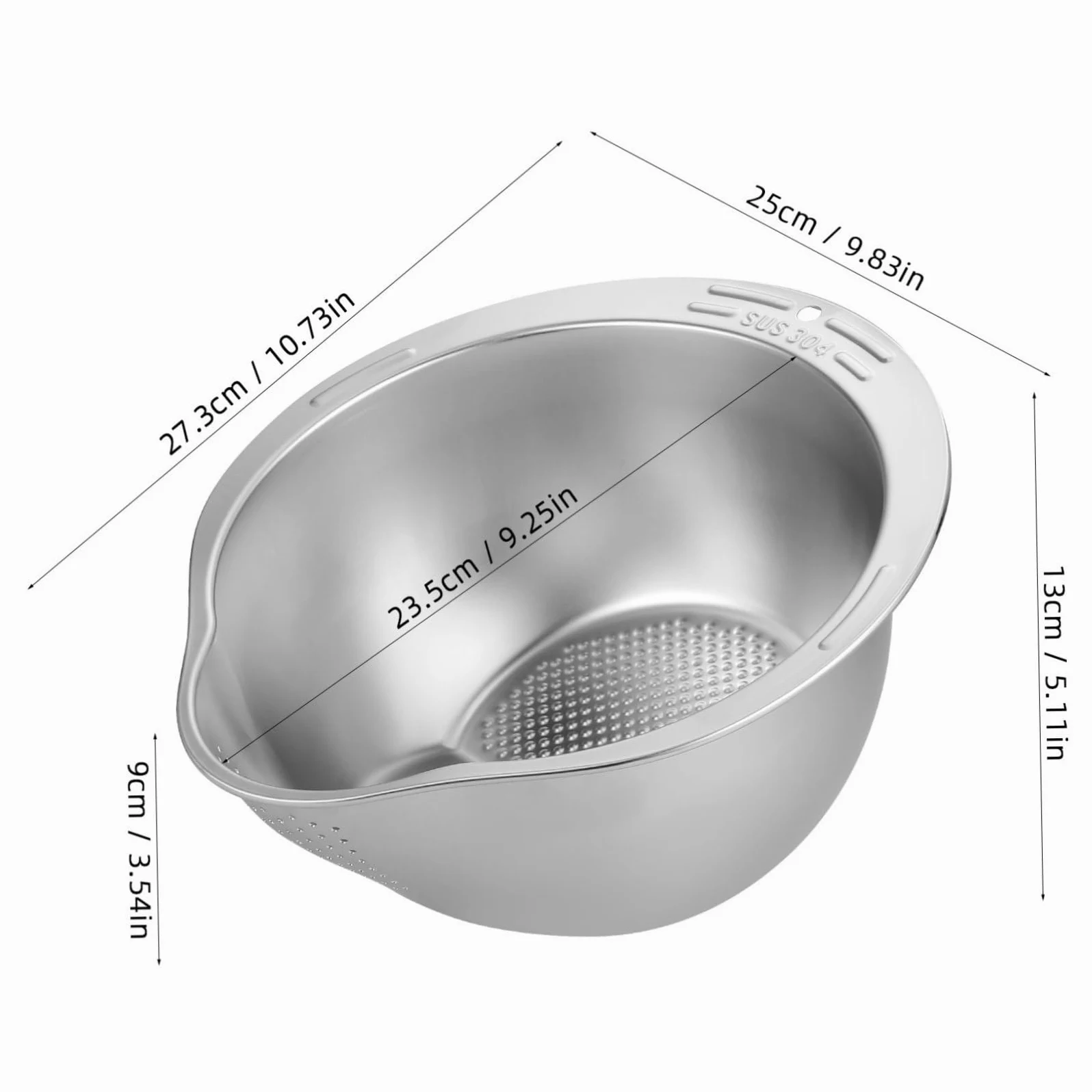 GLEAVI Lavadero de Arroz Acero Inoxidable Colador Multifuncion para Cocina Tazón Escurridor Alimentos Lavar Arroz Fruta Vegetales