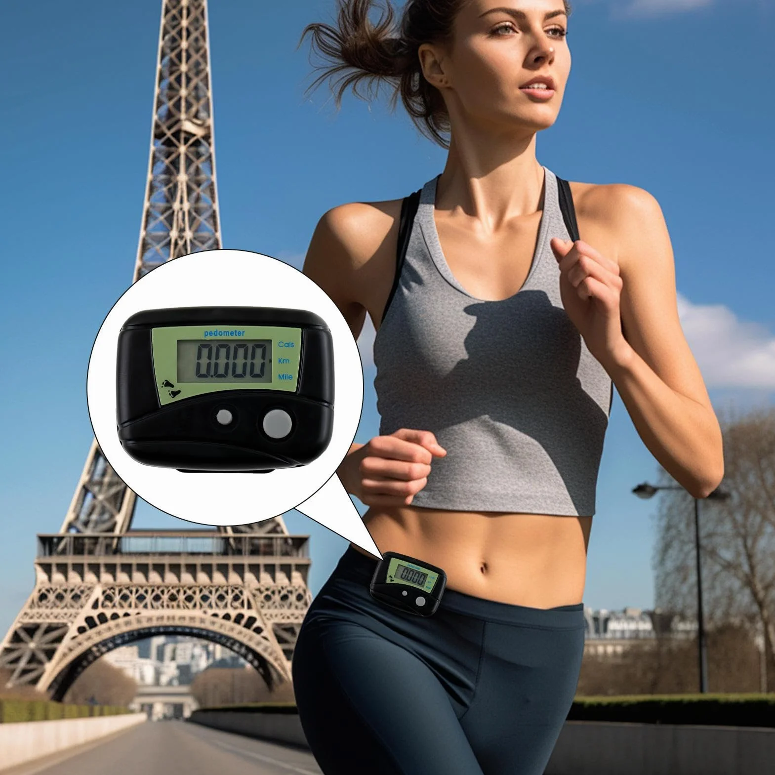 Podómetro para Caminar con Pantalla LCD, Monitor de Distancia y Seguimiento de Pasos