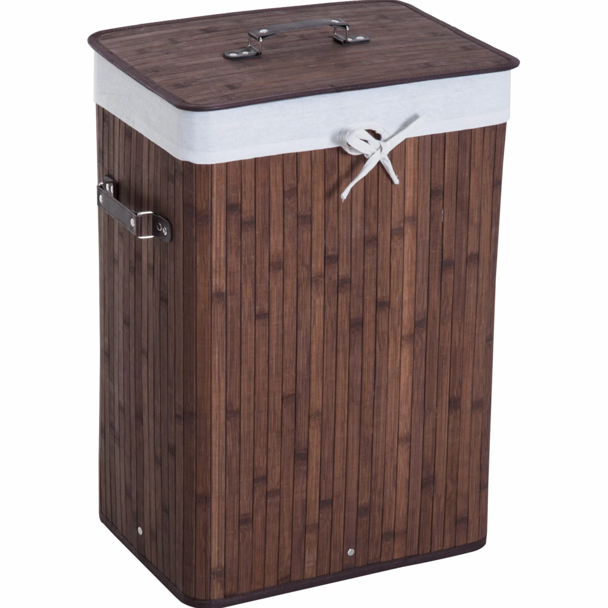 HOMCOM Cesto de Ropa Sucia Plegable con Tapa 67L, Cesta Ropa Sucia de Bambú, 2 Compartimentos, Bolsa Extraíble, para Dormitorio, Baño, Lavandería, 40x30x60 cm, Marrón