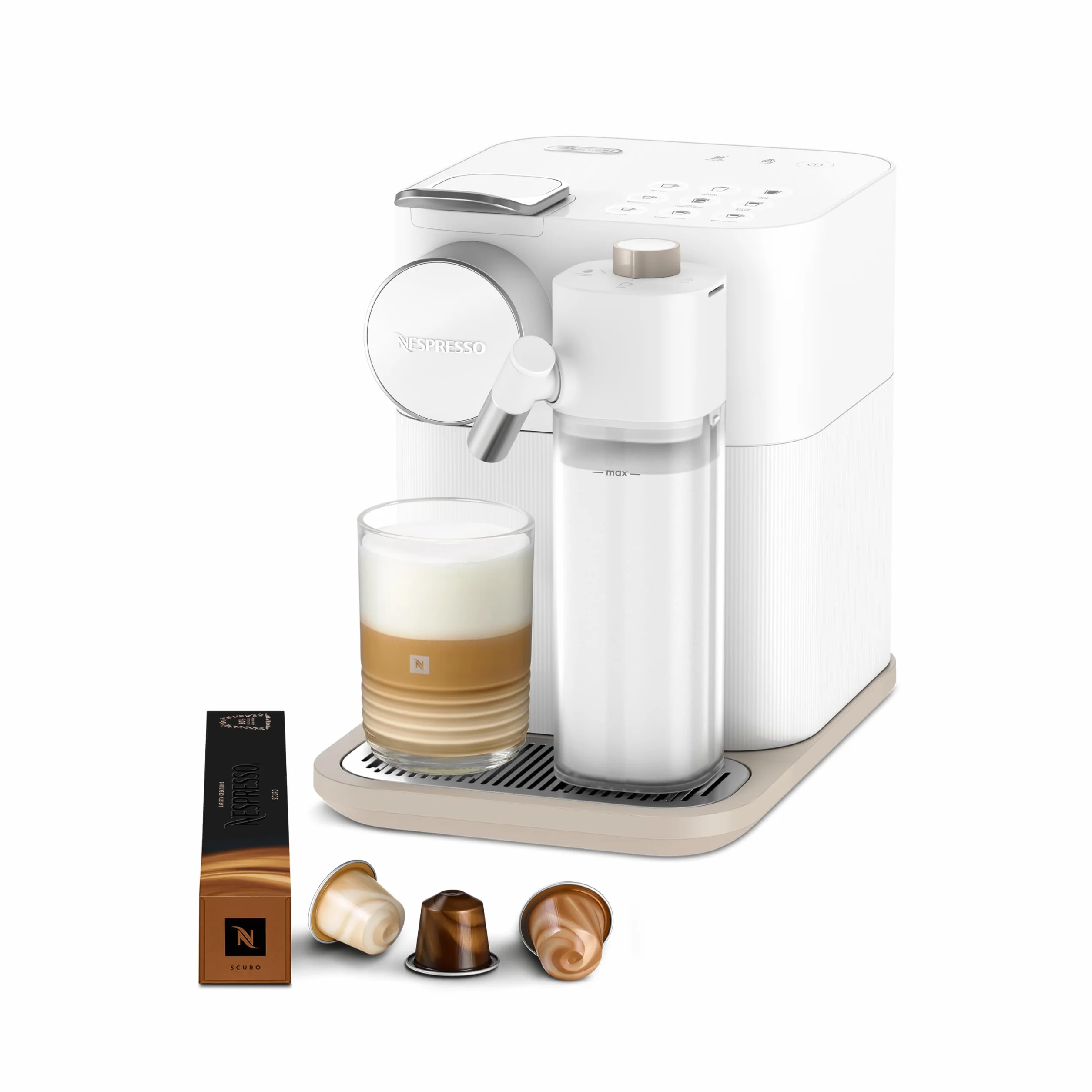 De'Longhi Nespresso Gran Lattissima EN640.W, Cafetera Automática, Cafetera de Cápsulas Monodosis, Leche Espumada Automática, Presión 19 Bares, Cappuccino, Latte, 1400W, Blanco Fresco Vitalidad
