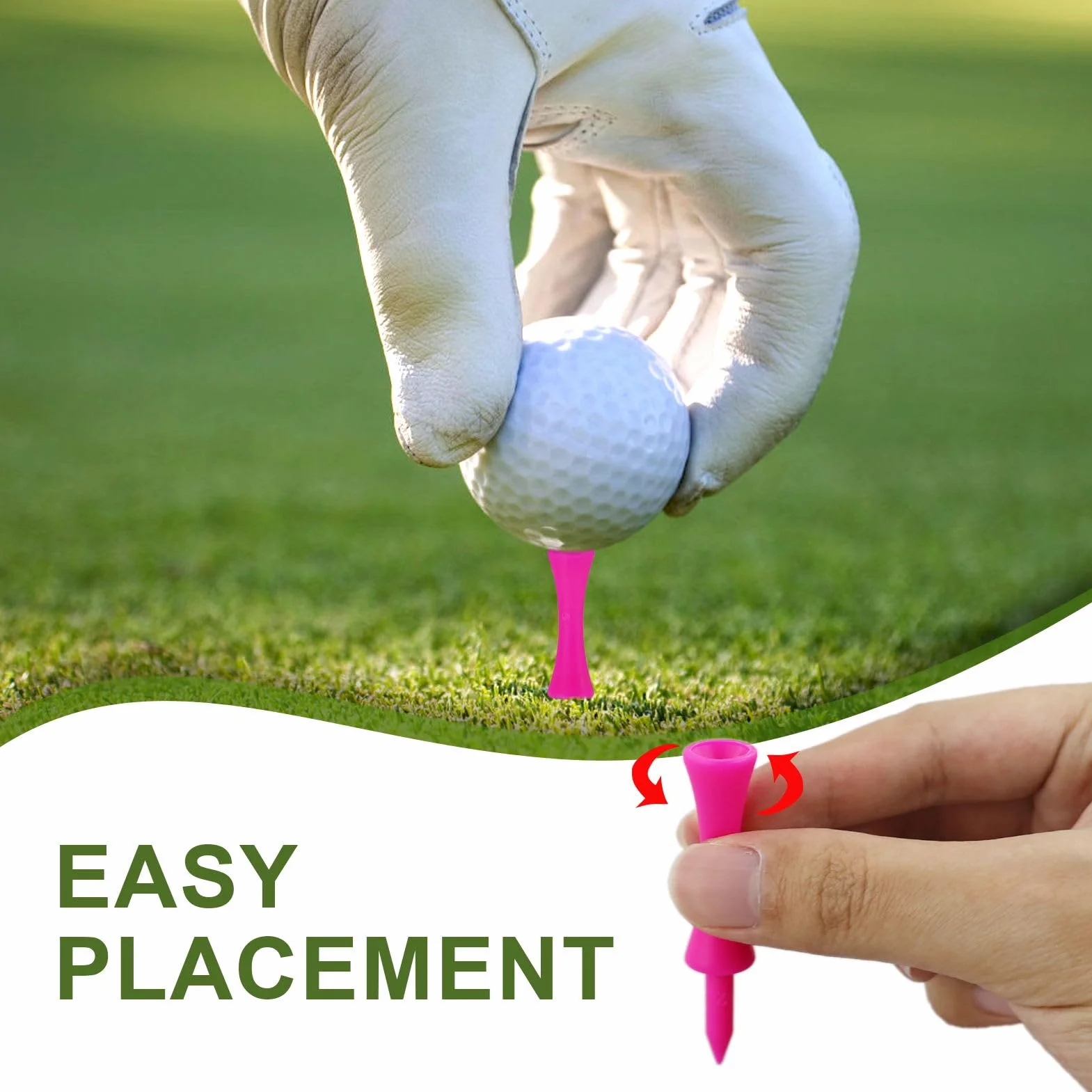 Golf Tees Rosa 100 Piezas, 57 mm Plástico (2-1/4")