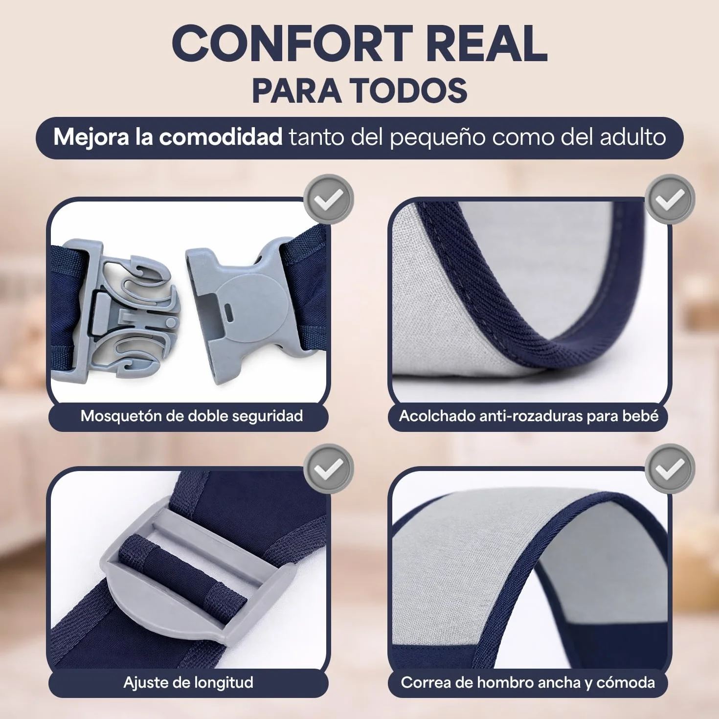 Portabebe Fular Portabebe con Cierre Reforzado de Seguridad y Diseño Ergonómico para 0-36 Meses