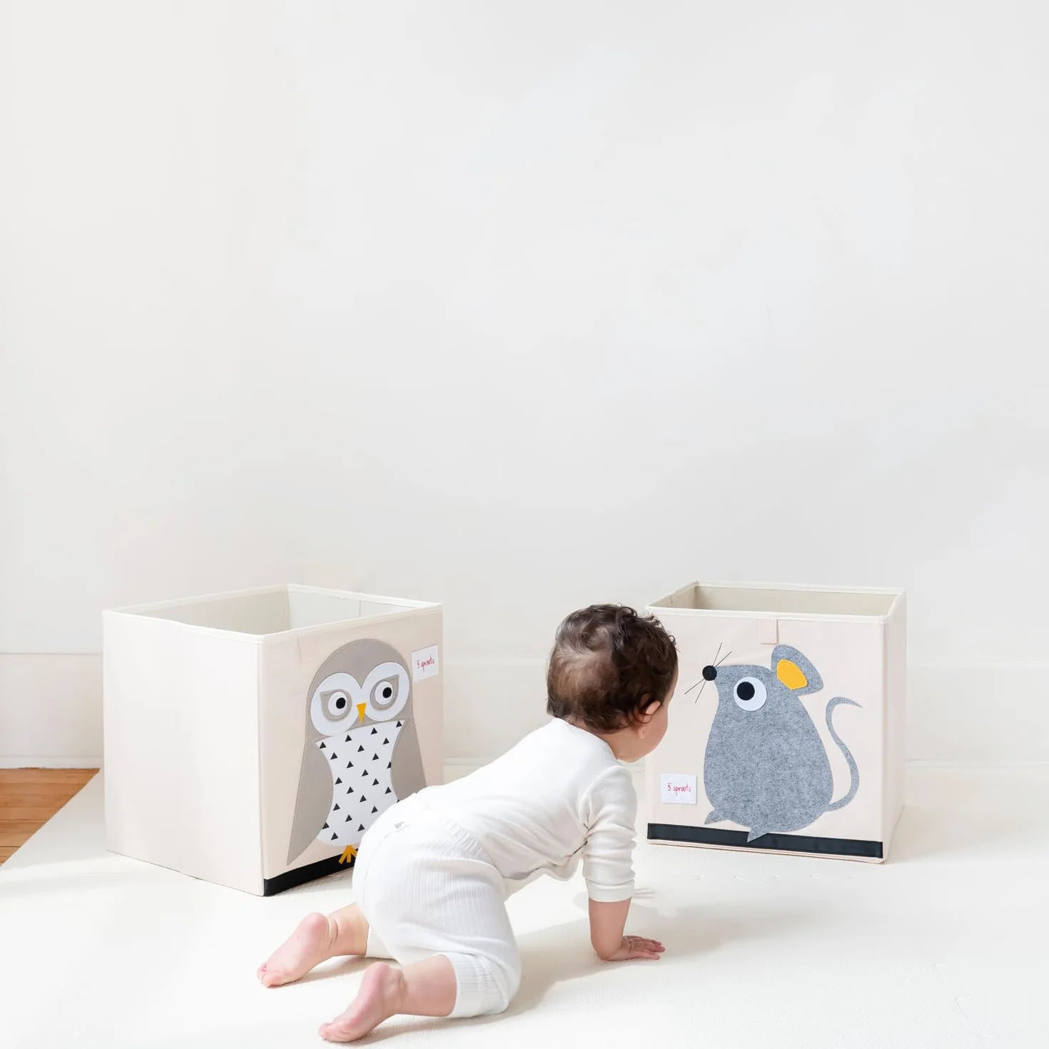 3 Sprouts Caja Almacenaje Infantil Búho - Caja Juguetes Niños