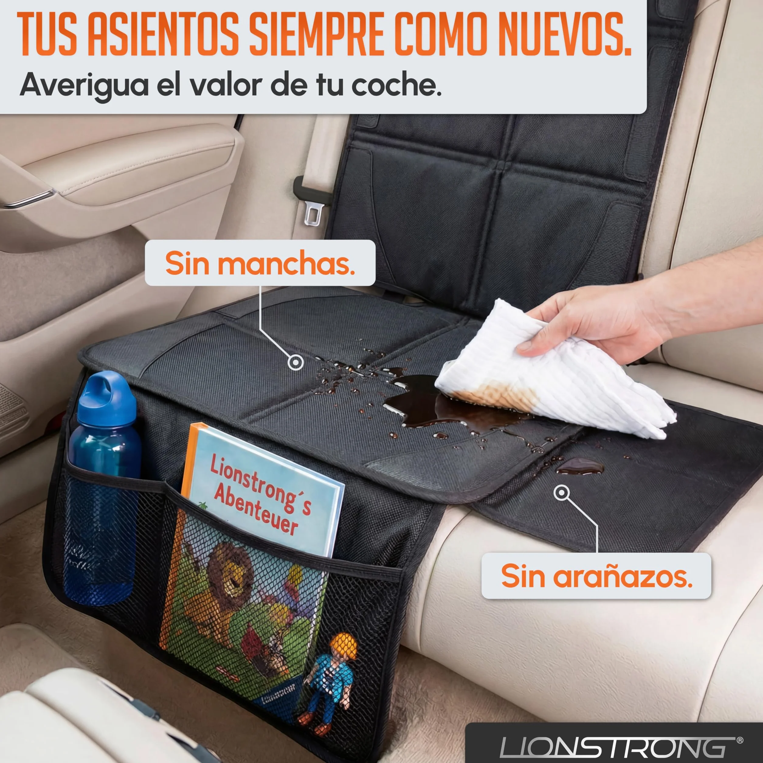 LIONSTRONG - Protector seguro para asiento infantil - Protege tu coche - Fundas para sillas de coche - ISOFIX (negro)