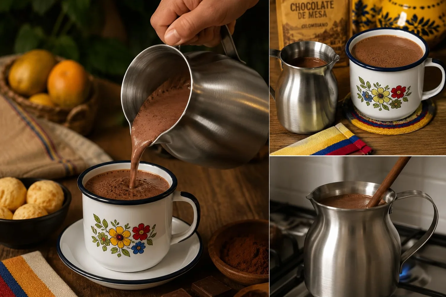 CHOCOLATERA - 1.5 litros - CHOCOLATERA DE Aluminio Y Molinillo DE Madera - Producto Hecho EN Colombia