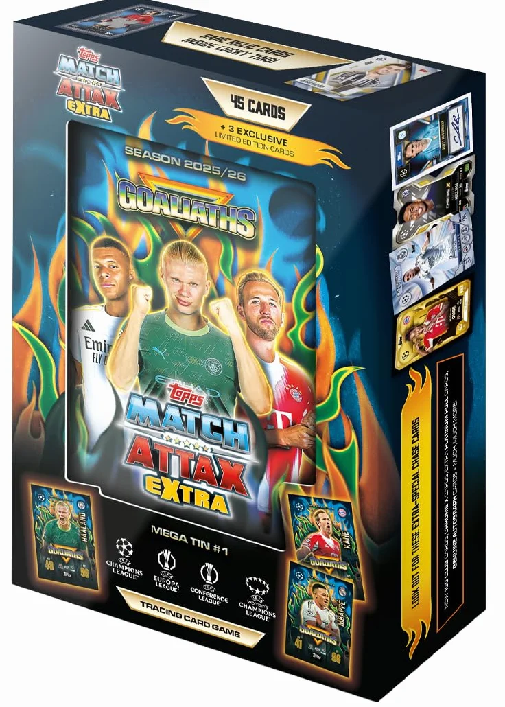 Topps UCC Match Attax Extra 2026 Mega Tin Goliaths 48 cartas 3 Goliaths-LE