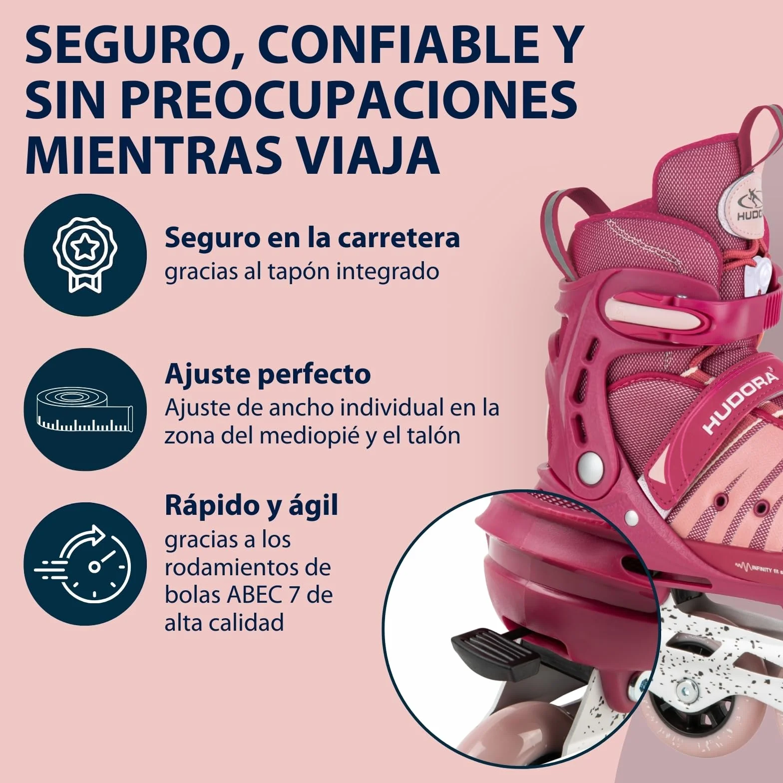 HUDORA Patines en línea Comfort Softboot Patines en línea Ajustables en Longitud y Ancho