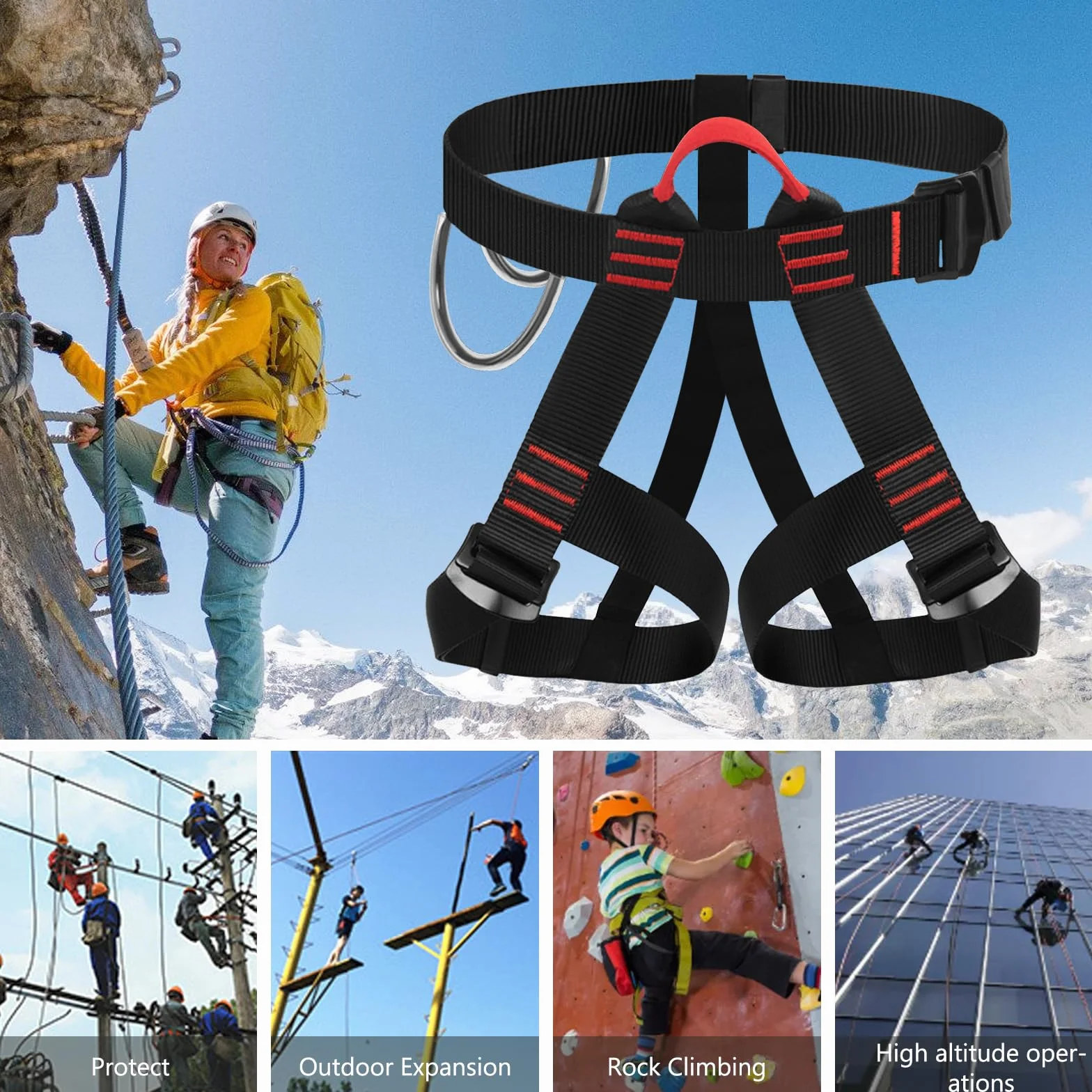 Arnés de escalada medio cuerpo cinturón de seguridad anticaídas montañismo