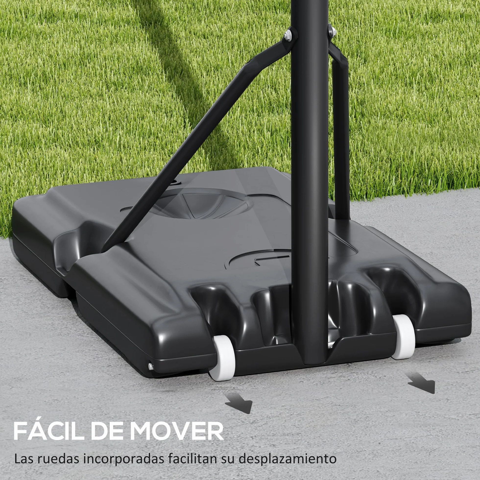 SPORTNOW Canasta de Baloncesto Ajustable 235-305 cm Exteriores Interiores Portátil con Ruedas Base Rellenable Negro