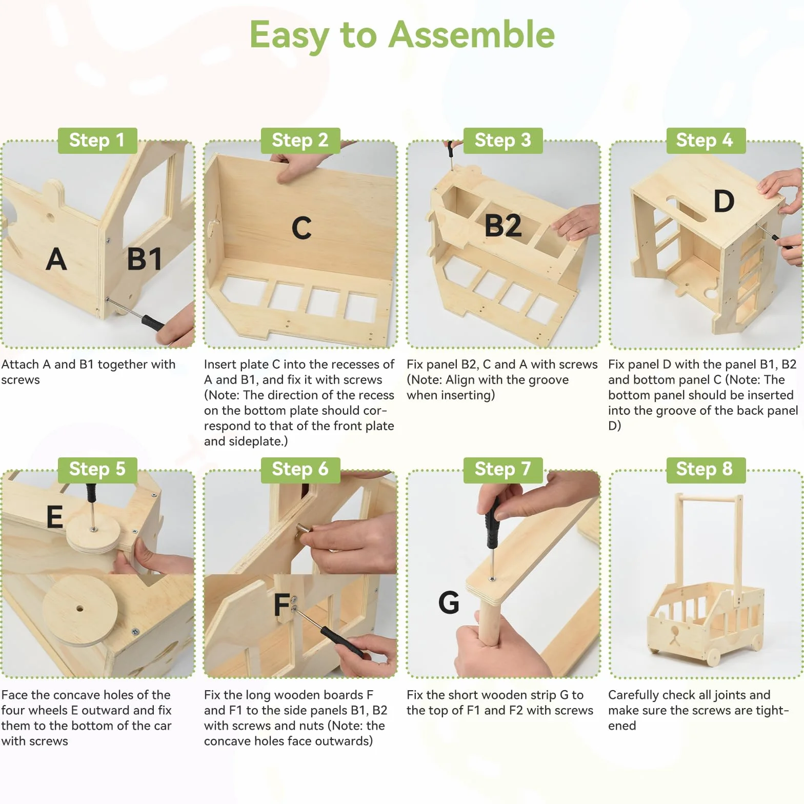 OTraki Cesta Organizadora Bebe de Madera con Ruedas, 5 Perchas para Baby Shower