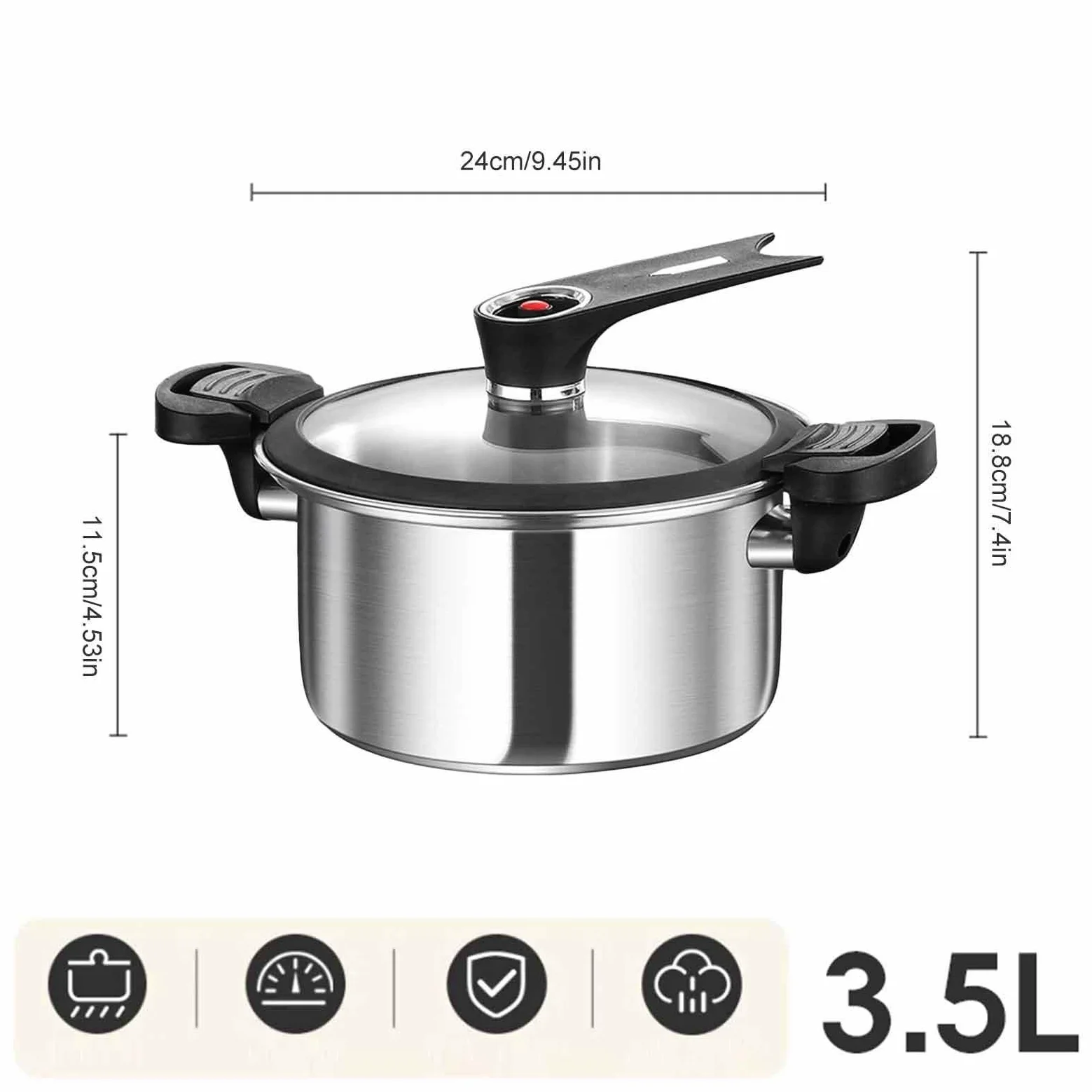 Olla A Presión Cocedor al Vapor a Presión | Cacerola Para Hervir Y Cocer Al Vapor Para Cocina Comedor Restaurante y Sopas de Cereales