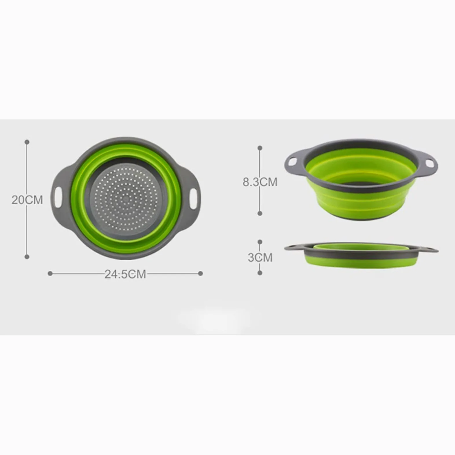 Cesta coladora plegable para fregadero, cesta de drenaje para frutas, verduras, escurridor plegable con asa, herramientas de almacenamiento de cocina (verde)