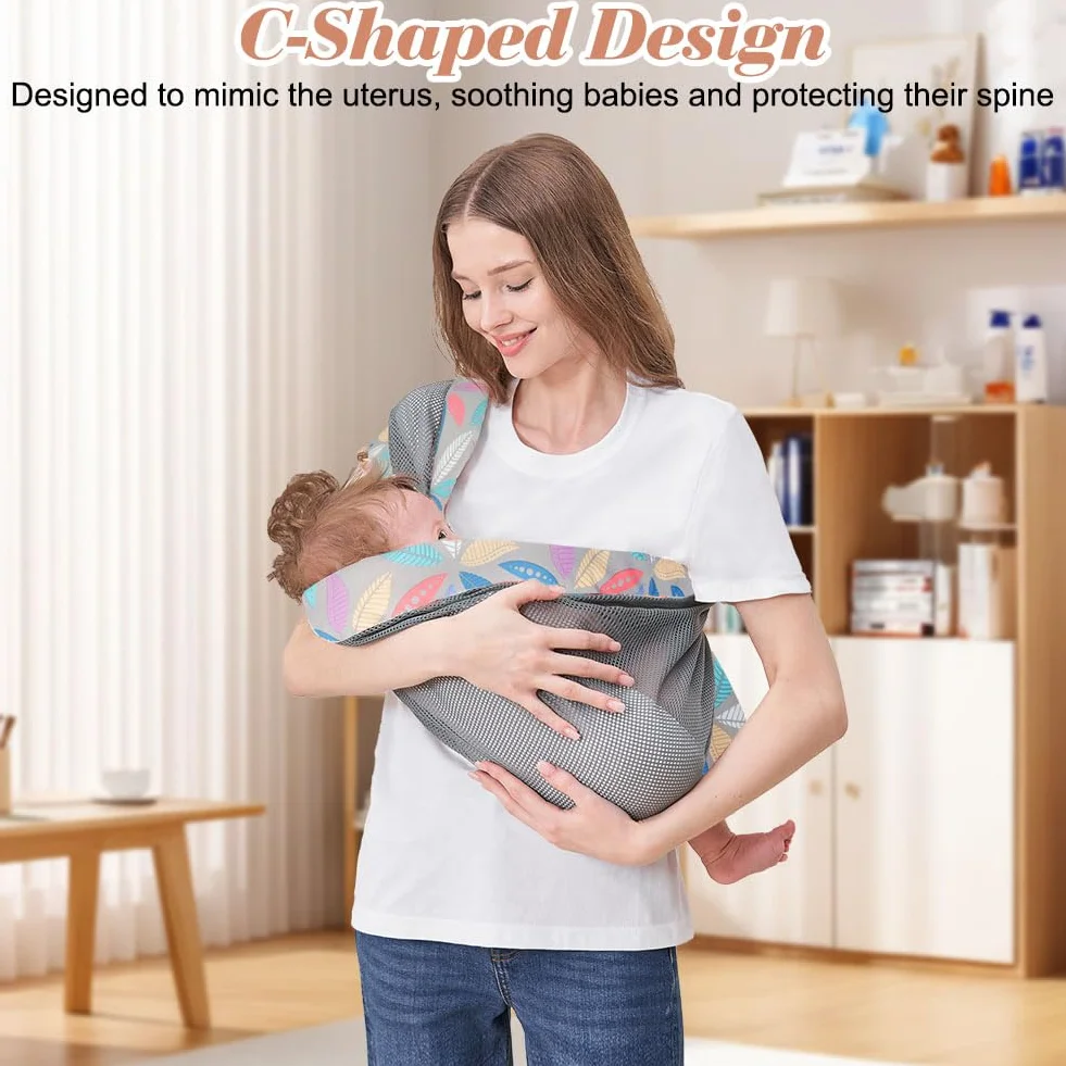 AUYAO Portabebes Lateral, Malla Transpirable Portabebes Ajustable, Portabebé Ligero de Cadera de 3 a 36 Meses, Porteo Bebe Ergonomica, Protector Hombro, Antideslizante