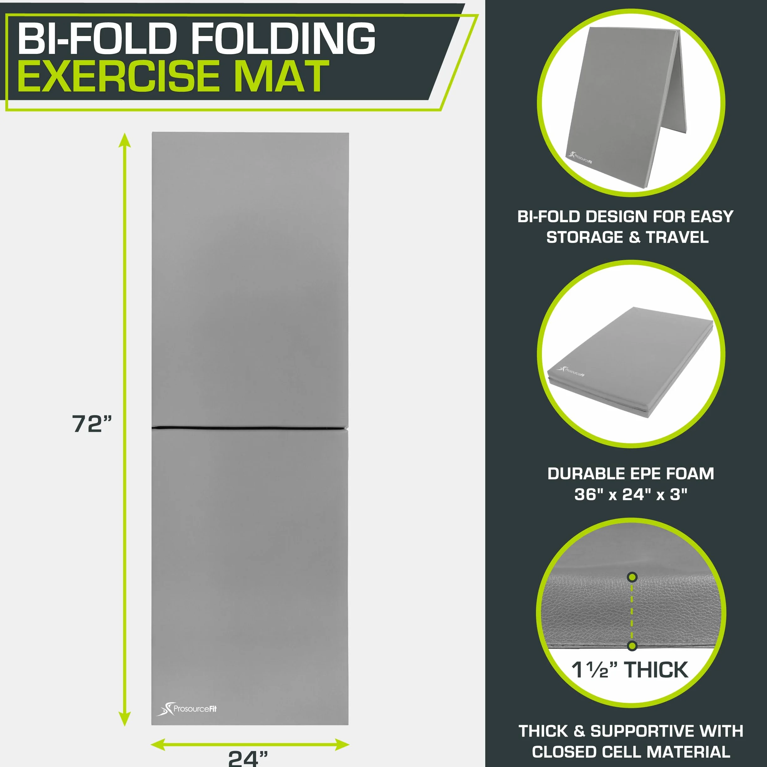 ProsourceFit Bi-Fold Folding Exercise Mat