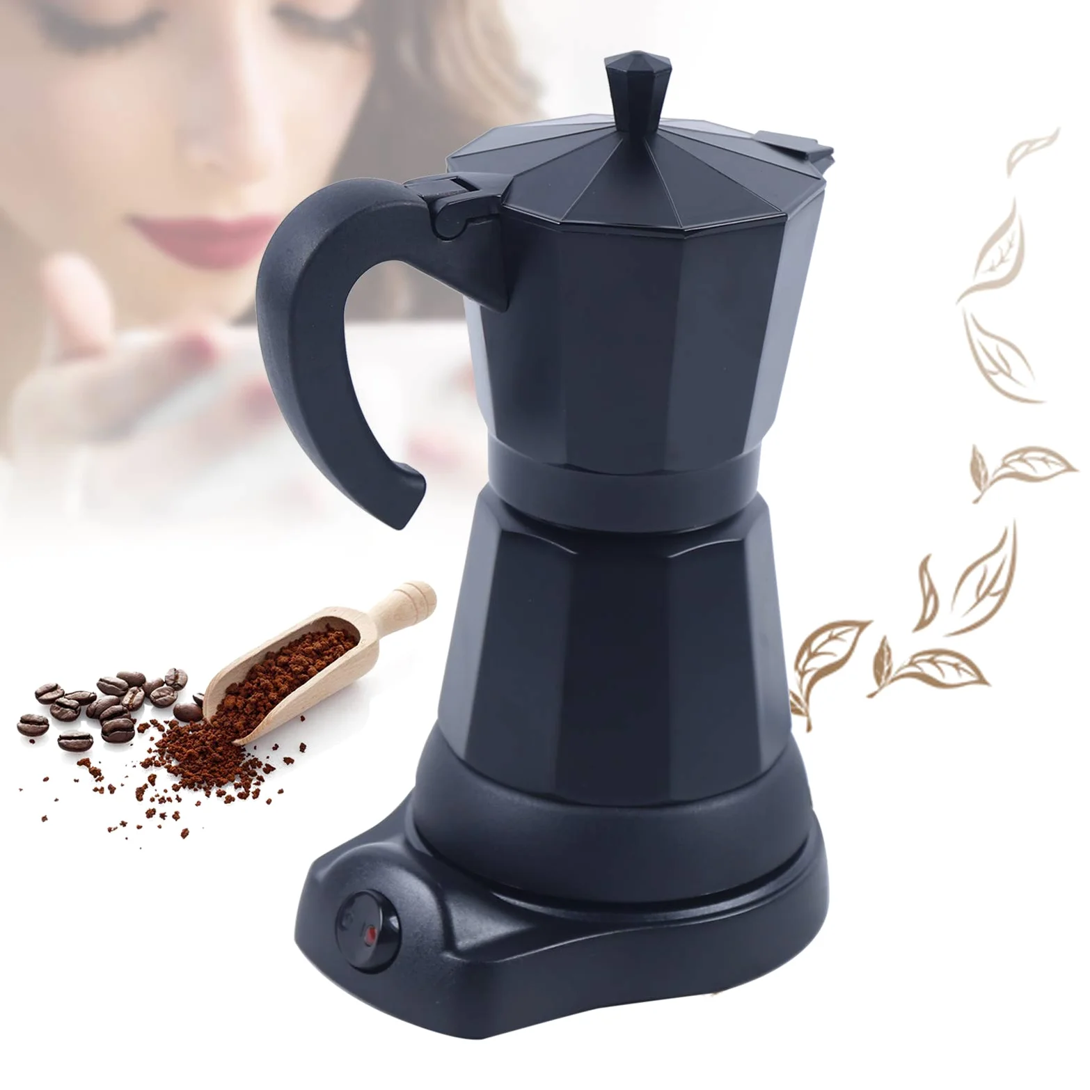 Máquina de Café Espresso Eléctrica Automática de 300 ml, con Base Separada, Aluminio, Cafetera Espresso Eléctrica Moca, 220-240 V