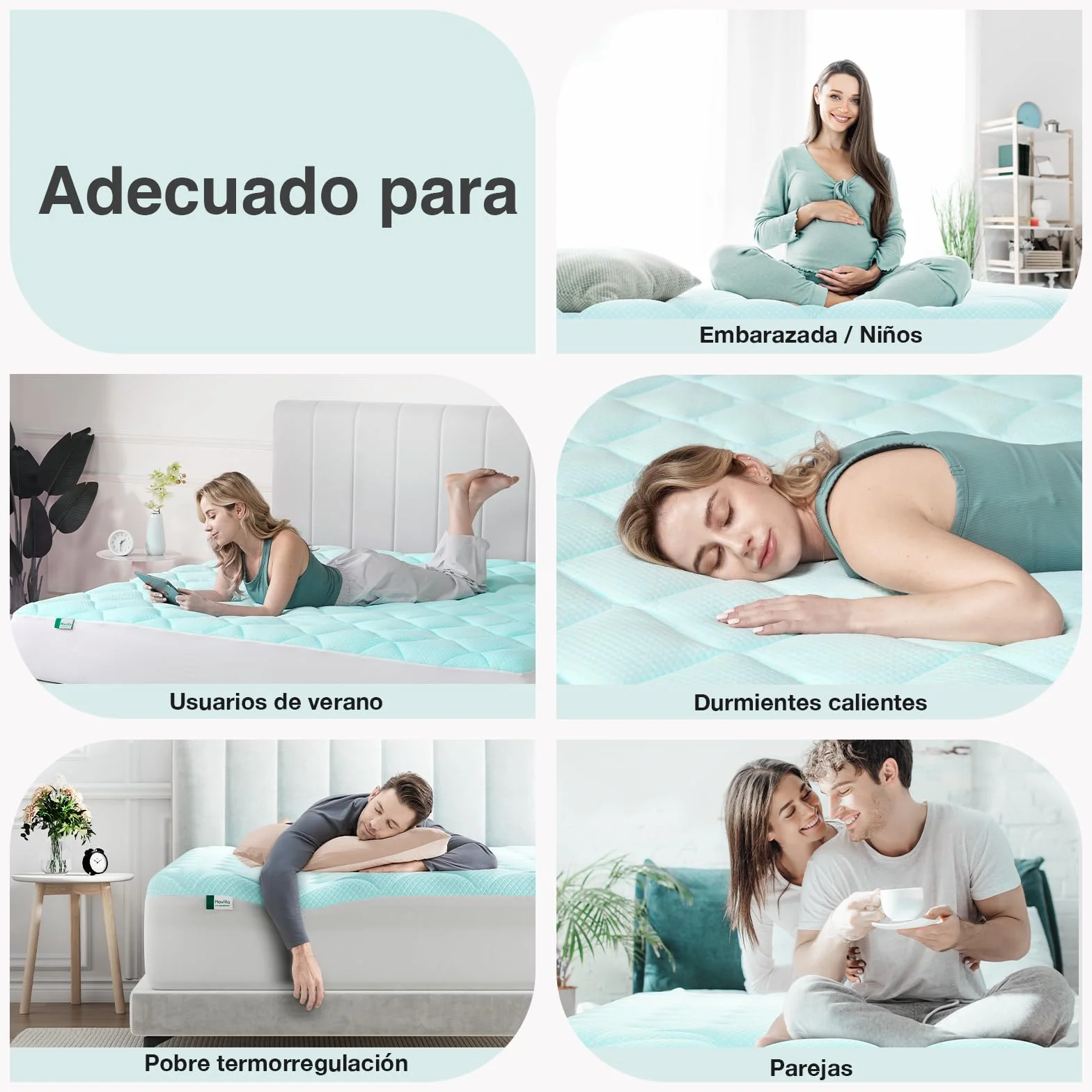 Novilla Sobrecolchón Cómodo de Fibra 150x190cm Tejido Suave y Agradable a la Piel, Capa de Aire Transpirable de 3 Capas, Cubrecolchón con Bolsillo Profundo Elástico de 30cm, Azul