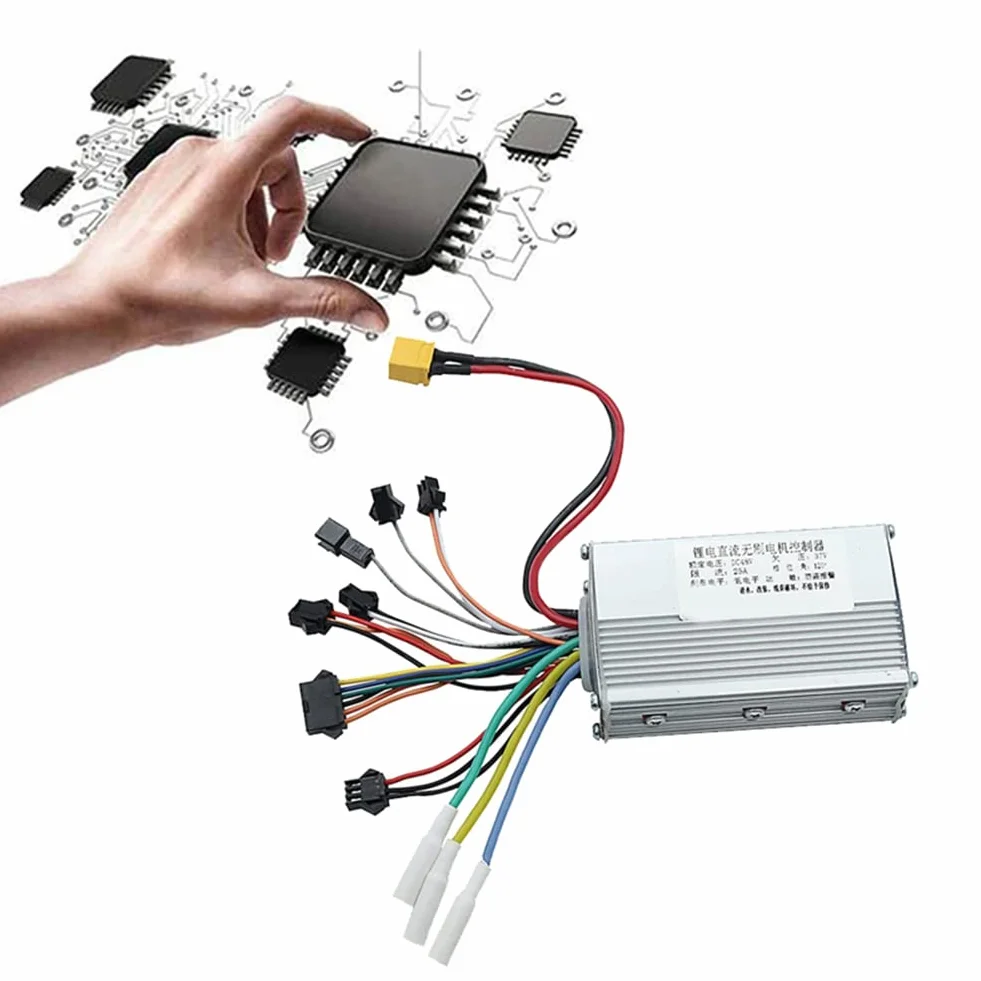 JP Controlador Motor Sin Escobillas 48V 25A + Kit Medidor Tablero 36-60V para Patinete Eléctrico