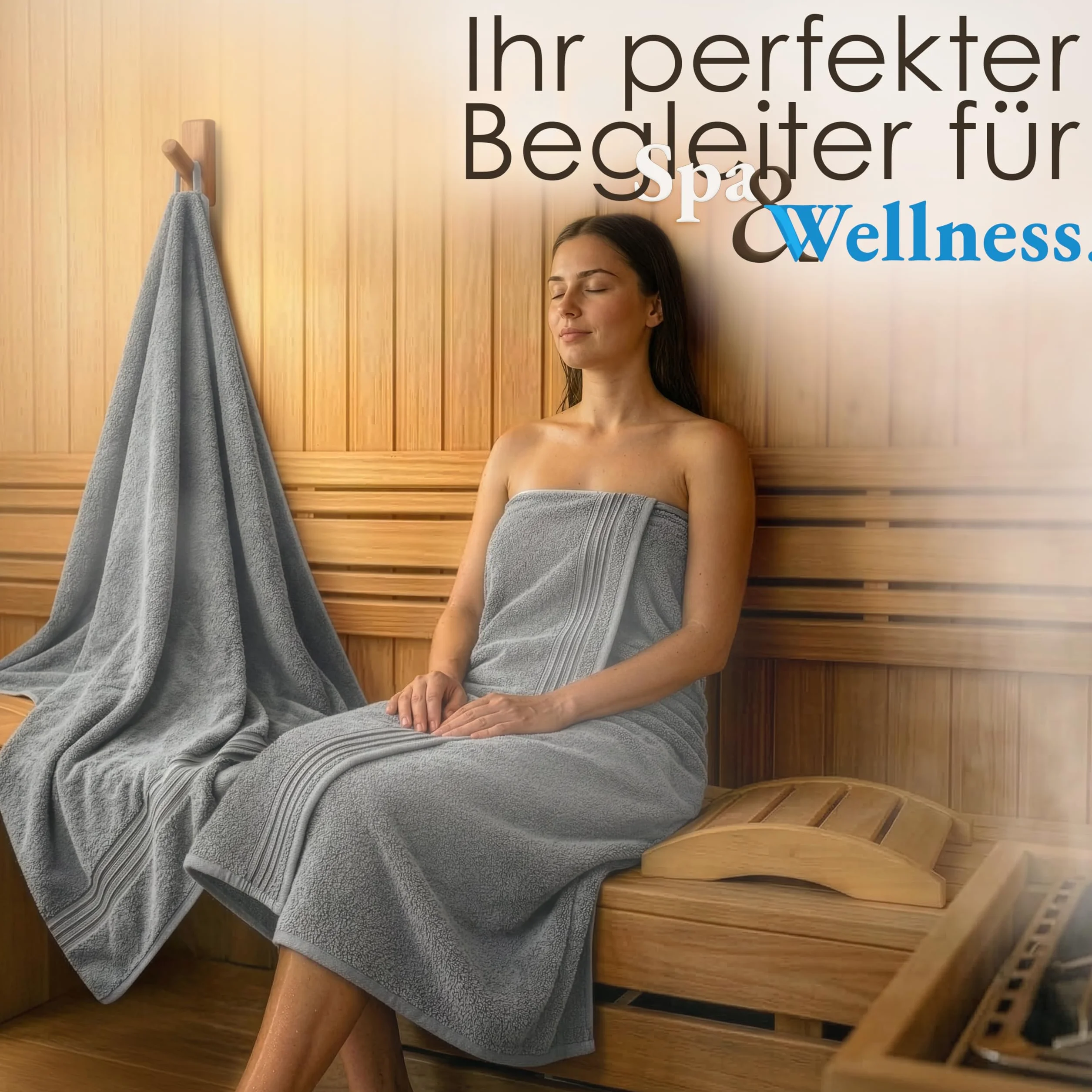 Hammetex Toallas de Sauna 80x200 cm Pack de 2 – Toallas de Ducha Extra Grandes – 100% Algodón Rizo – Certificadas Oeko-Tex – Suaves, Absorbentes – con Presilla