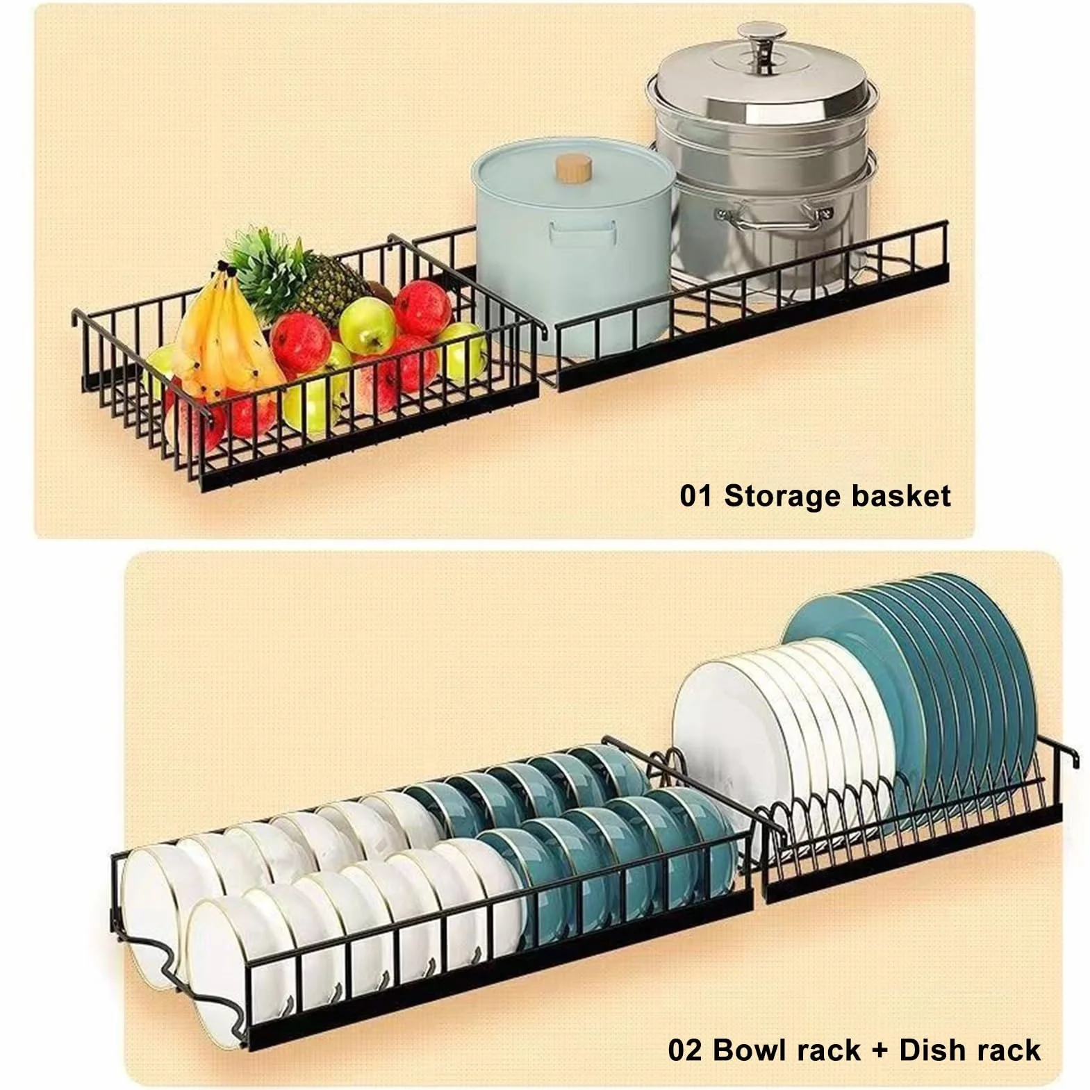 Escurridor de platos sobre el fregadero, escurridor de platos grandes, para fregaderos, estantes para fregaderos de cocina, estantes de secado para encimera de cocina, estante de 2 niveles