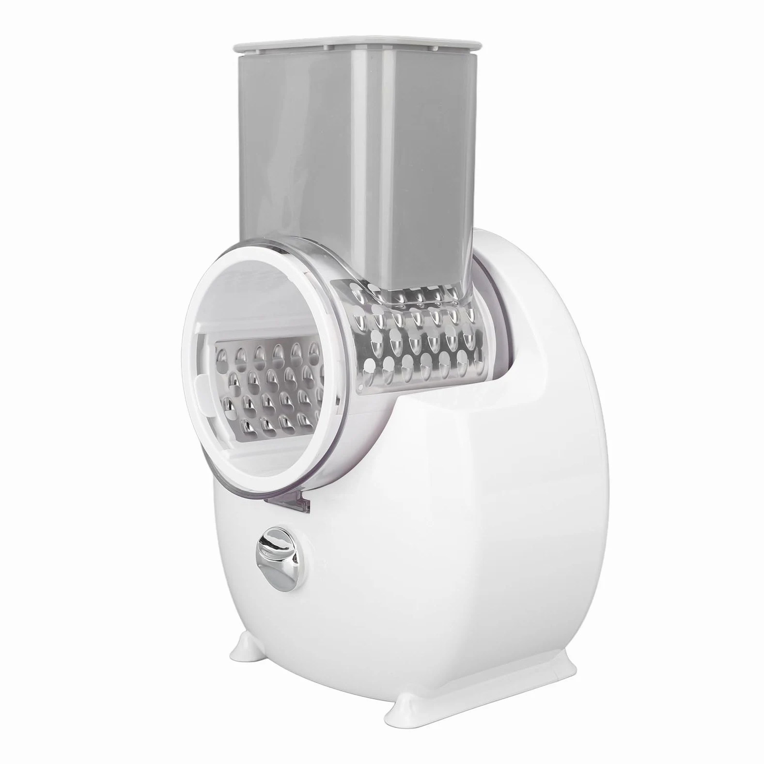 Rallador Eléctrico Eficiente y sin Esfuerzo, Acero Inoxidable, Operación con unToque, Diseño Versátil para Frutas, Verduras, Quesos con Batería, Ideal para Cocina Casera,