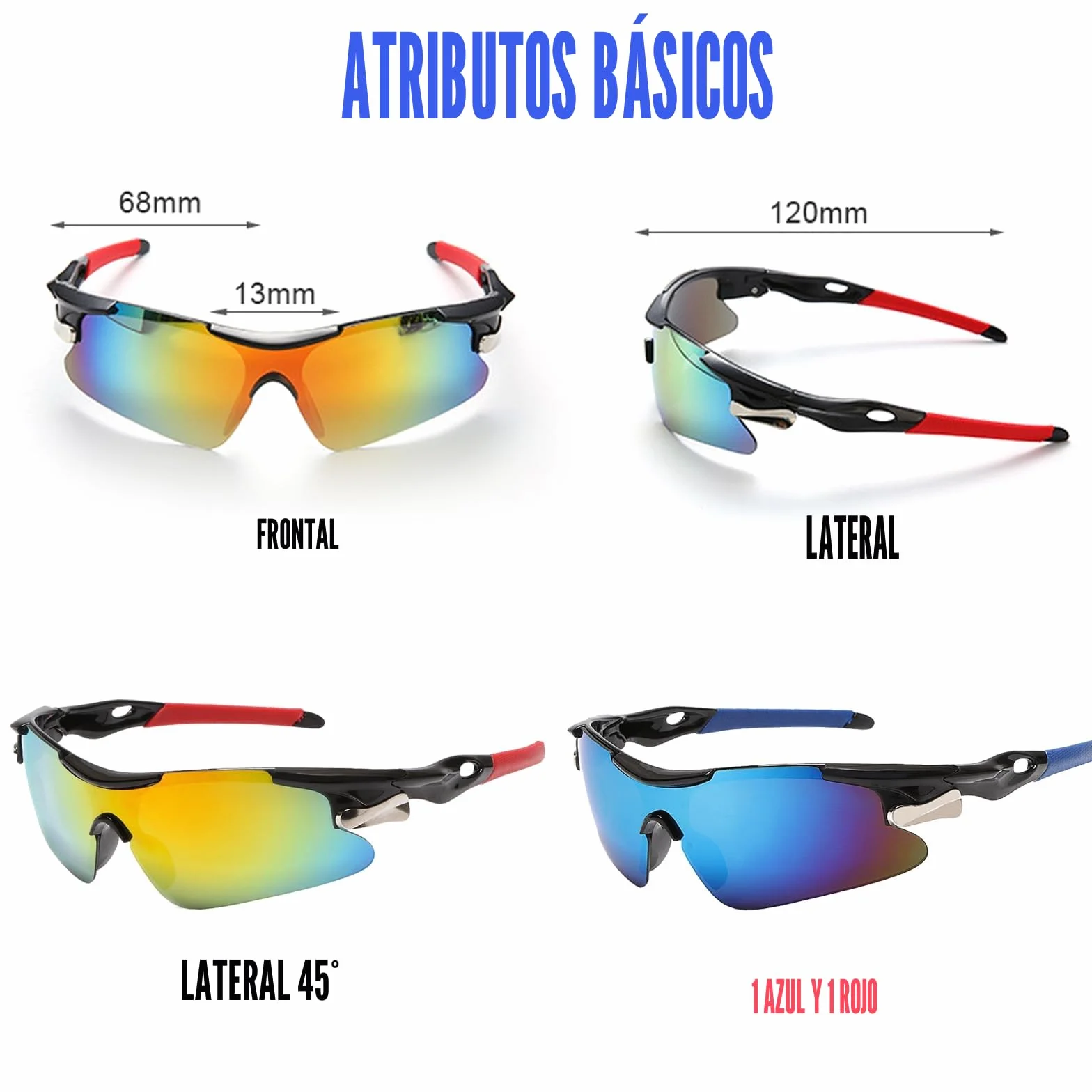 Gafas Running y Sol Deportivas Protección UV400 para Hombre Mujer Bicicleta Cortaviento