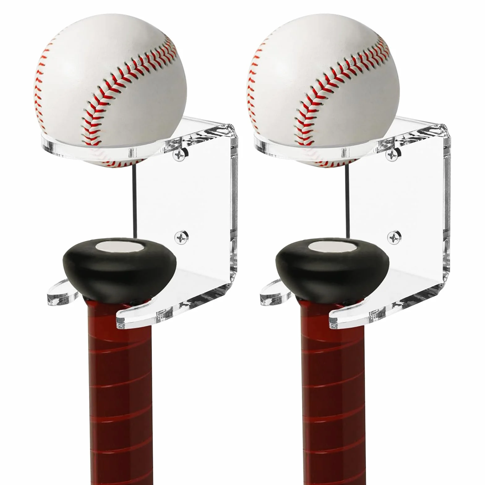 Soportes de pared para almacenamiento de béisbol, soporte acrílico para bate, organizador de equipo deportivo