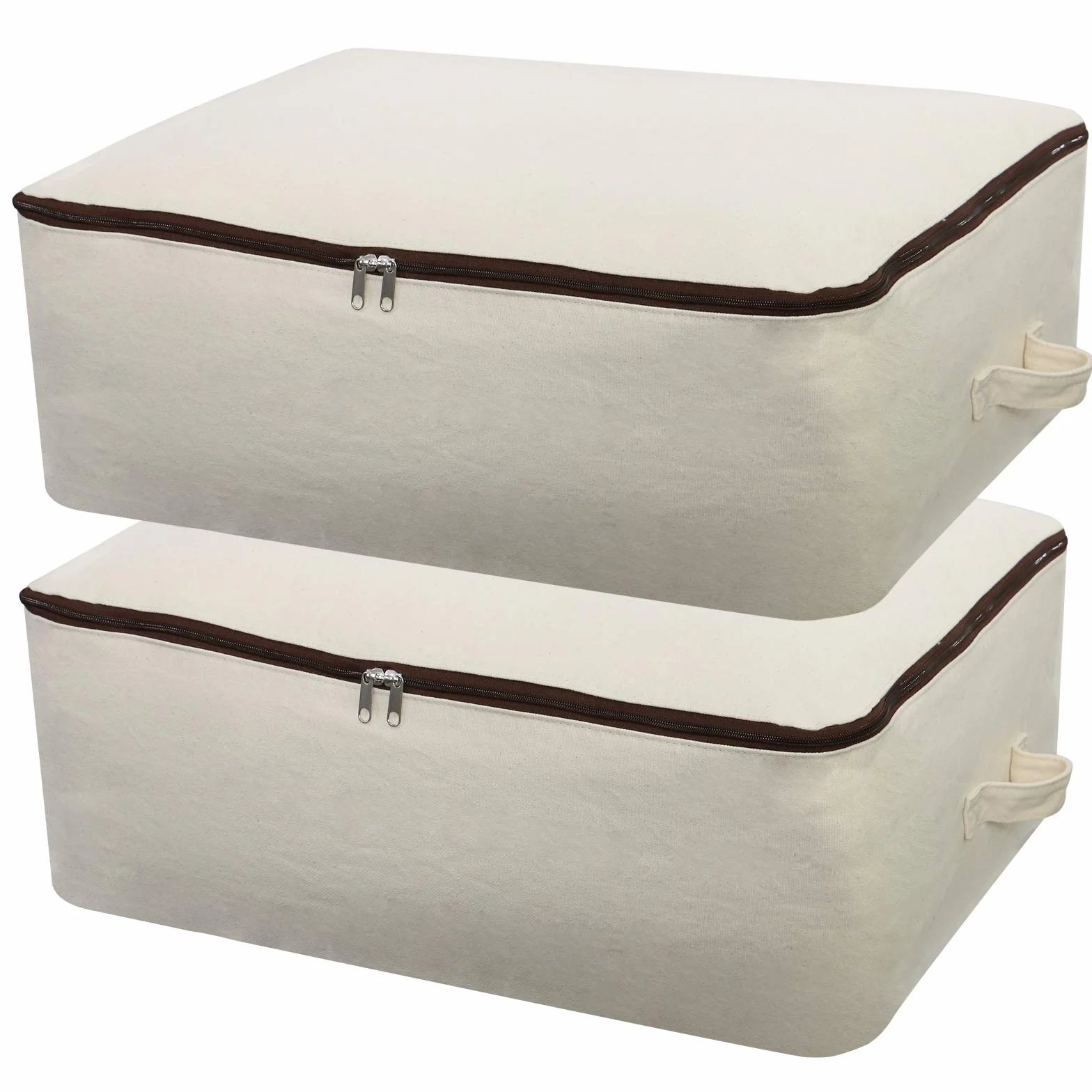 Bolsa de lona de gran capacidad Omygarden, 65x47x22cm, Beige, 2pcs | resistente, suave y transpirable; lavable a máquina; ideal para guardar edredones, jerséis, vaqueros y mucho más.